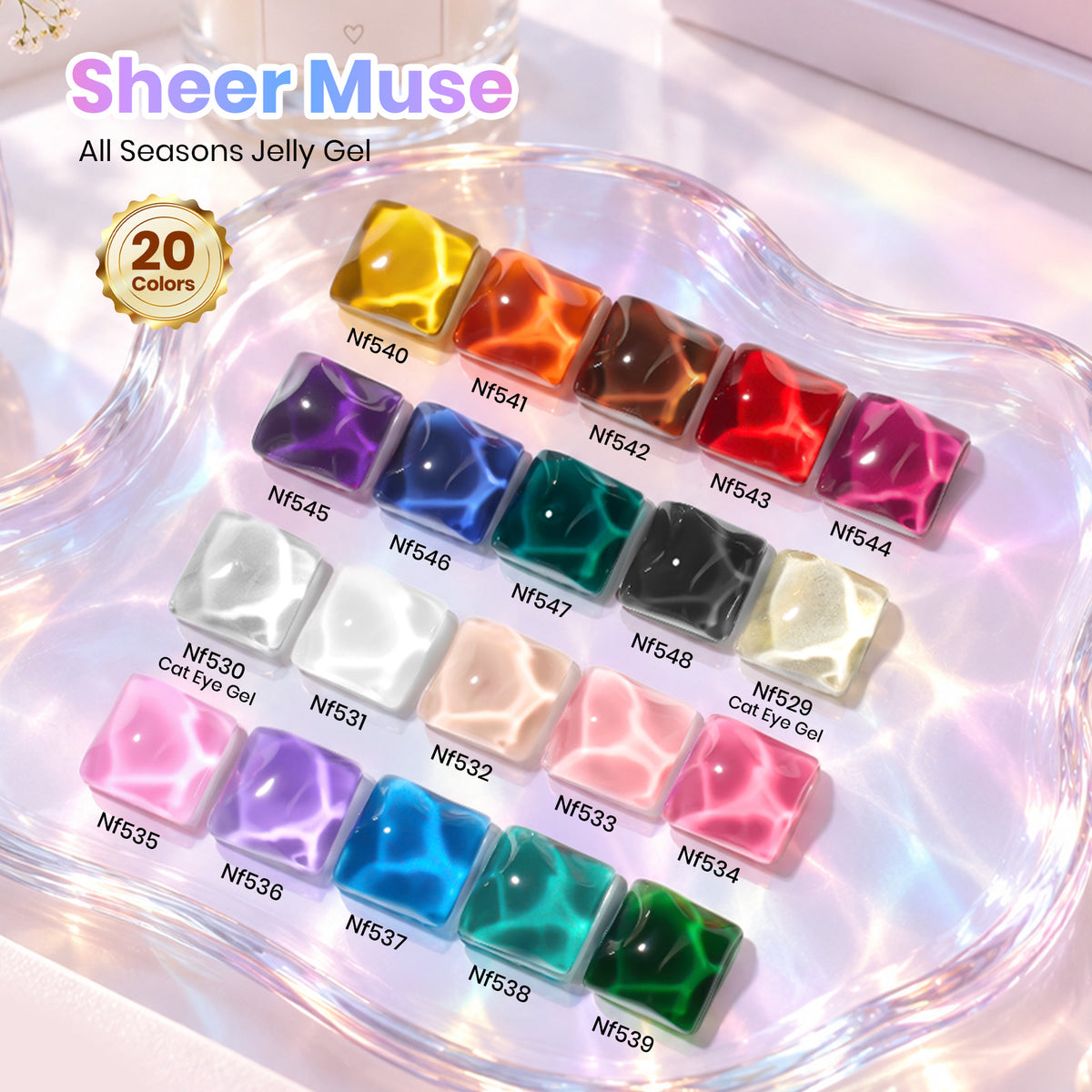 Beetles Gel Nail Starter Kit 20 Colors  Jelly & Cat Eye Gel Polish Set HEMA Free TPO Free All-in-One Mani Kit