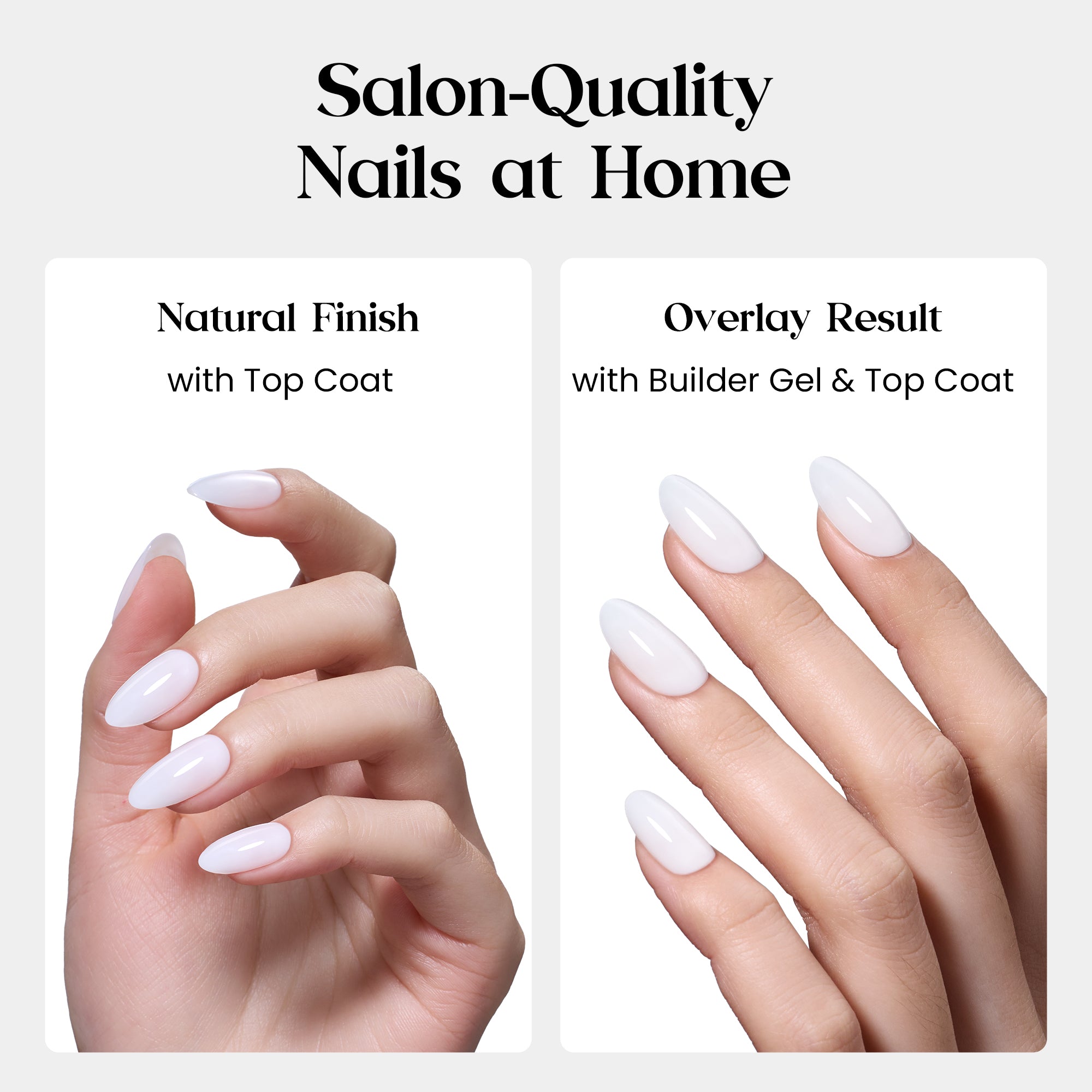 Beetles Natural Milky Nail Tips - Milky White Short Oval 16 sizes*5