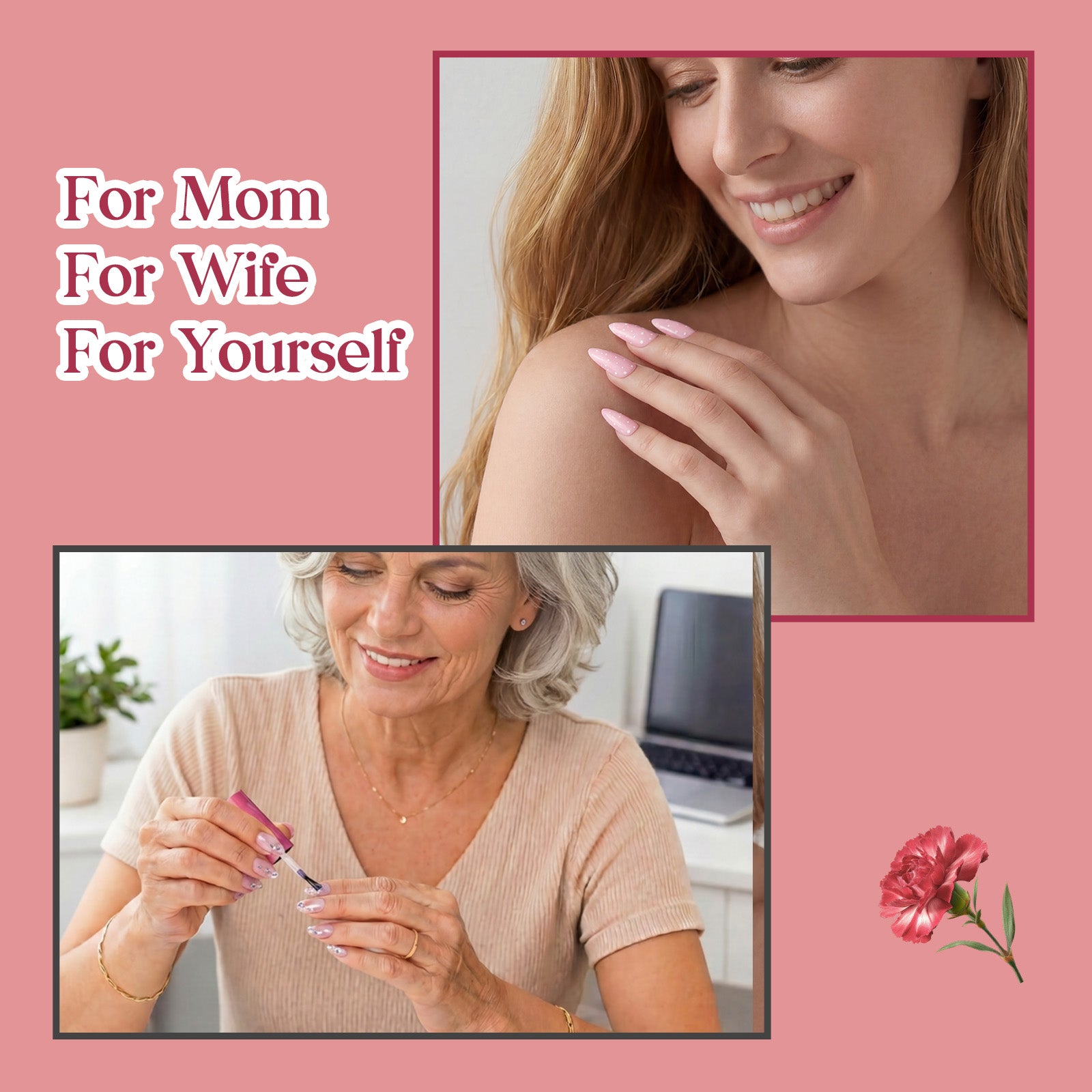 (Extra Free Nail Tips) Beetles Mani Time with Mom Mother's Day Gift Box | 12-Color HEMA-Free & TPO-Free Manicure Kit