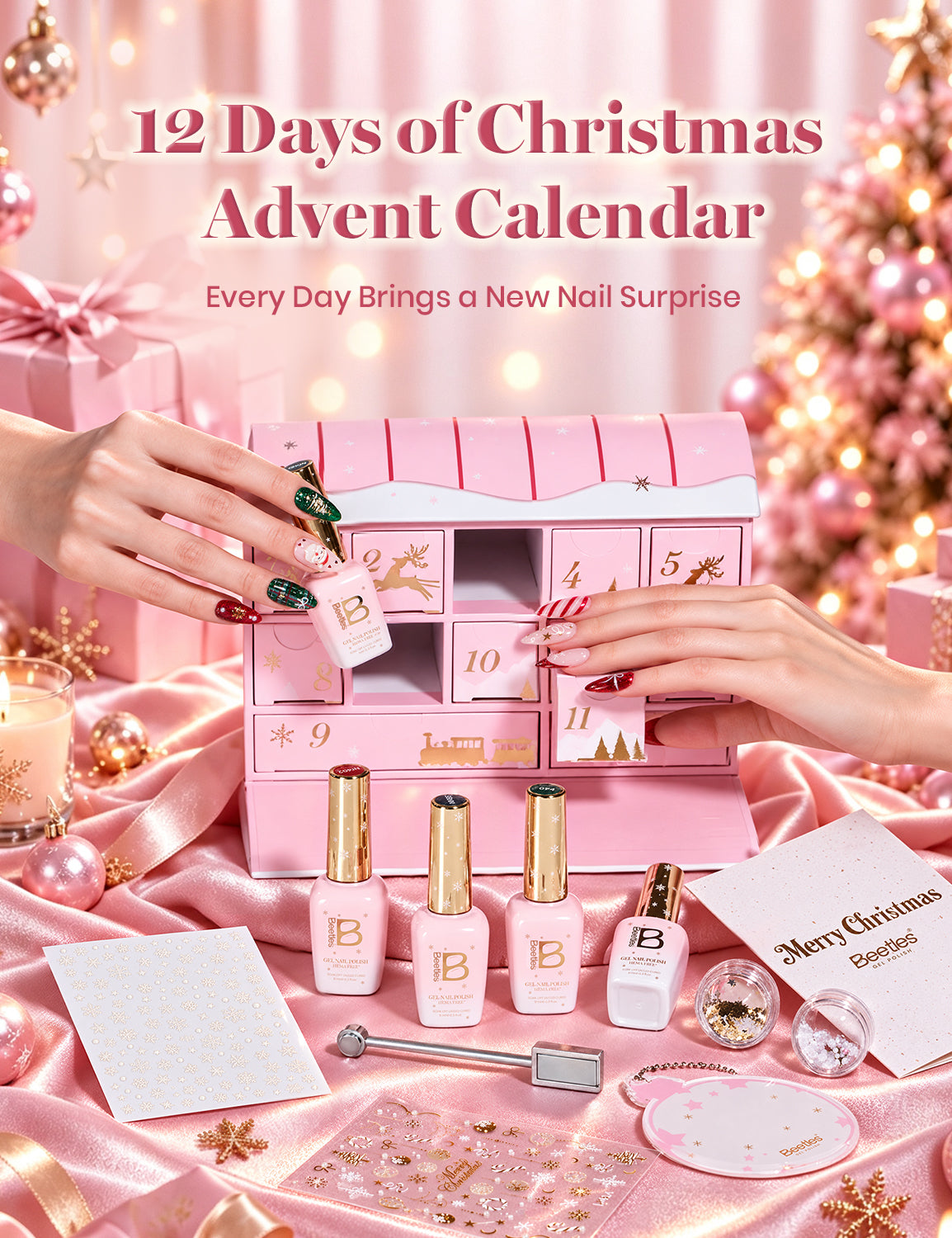 Beetles 2026 Advent Calendar Wishful Eve 12 Days Christmas Gift Box HEMA Free TPO Free Gel Polish Kit