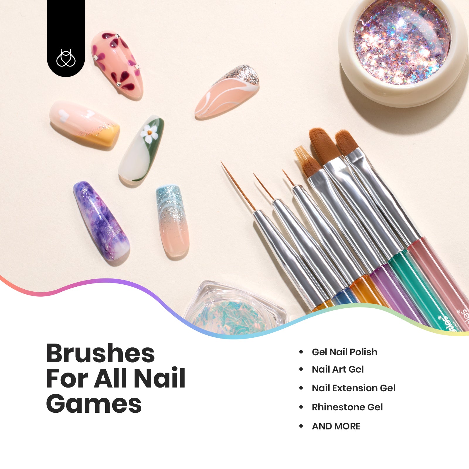 Beetles Pro 6 Pcs Double-Ended Nail Art Brush Set