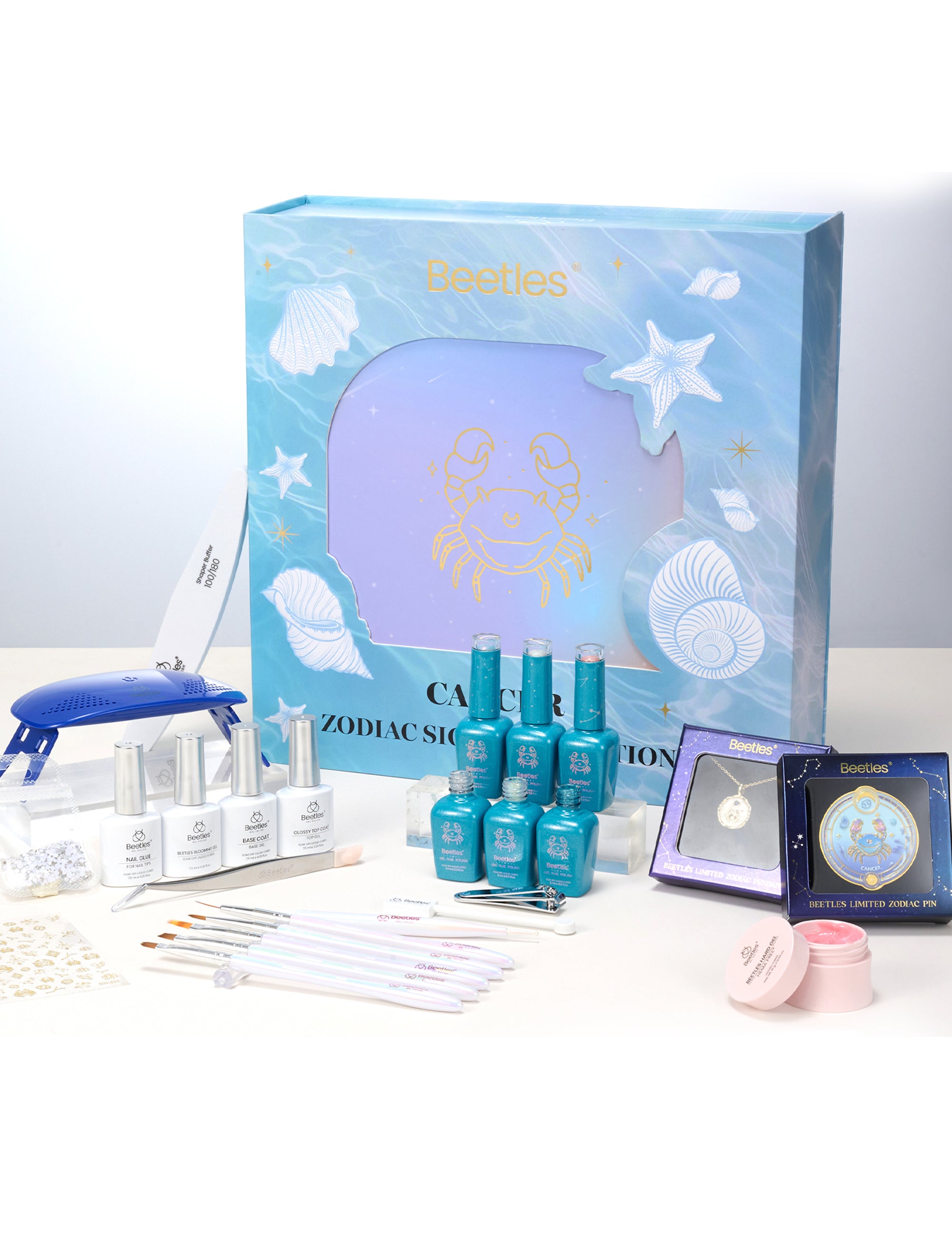 Beetles Lucky Box Cancer Sign Gel Nail Polish Kit - 6 Colors Zodiac Inspired Nail Art Set for Nurturing & Nostalgic Vibes