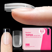 Beetles Pro Tipex Instant Apex Nail Tips, Short Square 512pcs, Thicker Strong Acrylic Tips for DIY Salon-look Extensions