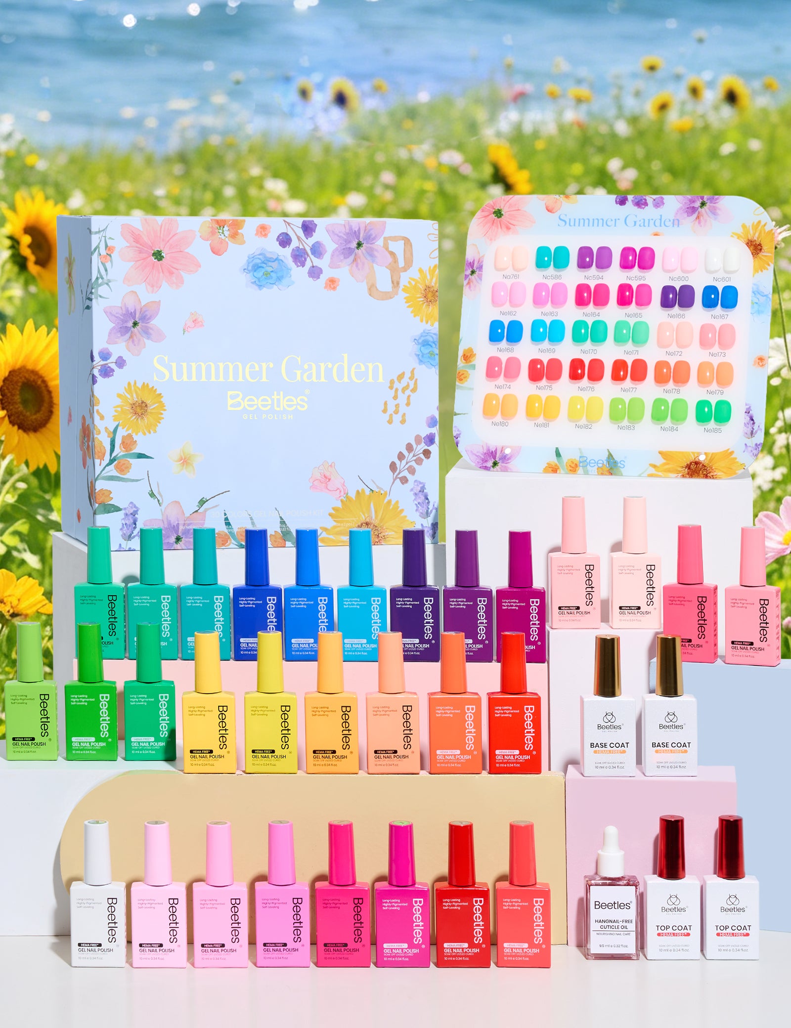 Summer Garden | 30 Trending Summer Colors HEMA Free With Top And Base Coat 10ml