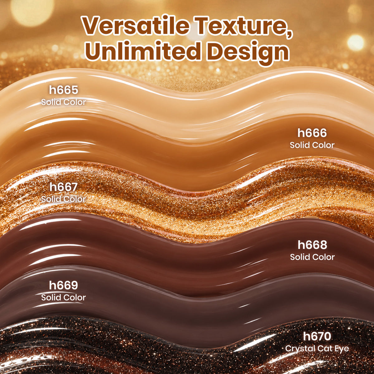 Beetles Toffee Gleam 6 Colors Brown Gel Polish Set Cat Eye Fall Winter Nails 7.5ML Each