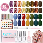 Beetles Nature Bazaar 15 Colors Cat Eye Gel Polish Set Fall Nails 7.5ml/Each