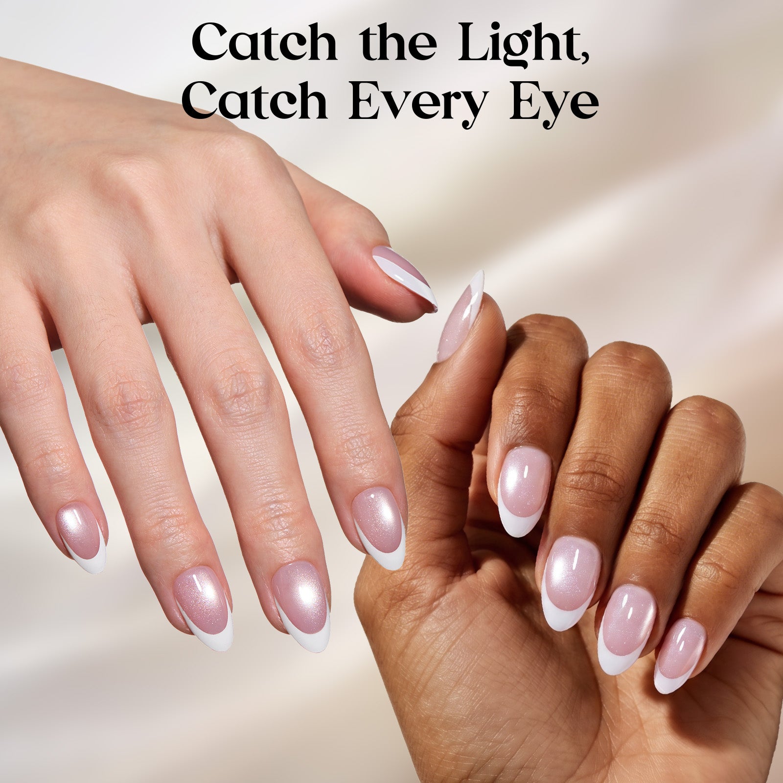 Beetles Stay Shining Glassy Blush French Press On Nails Short Almond 32Pcs