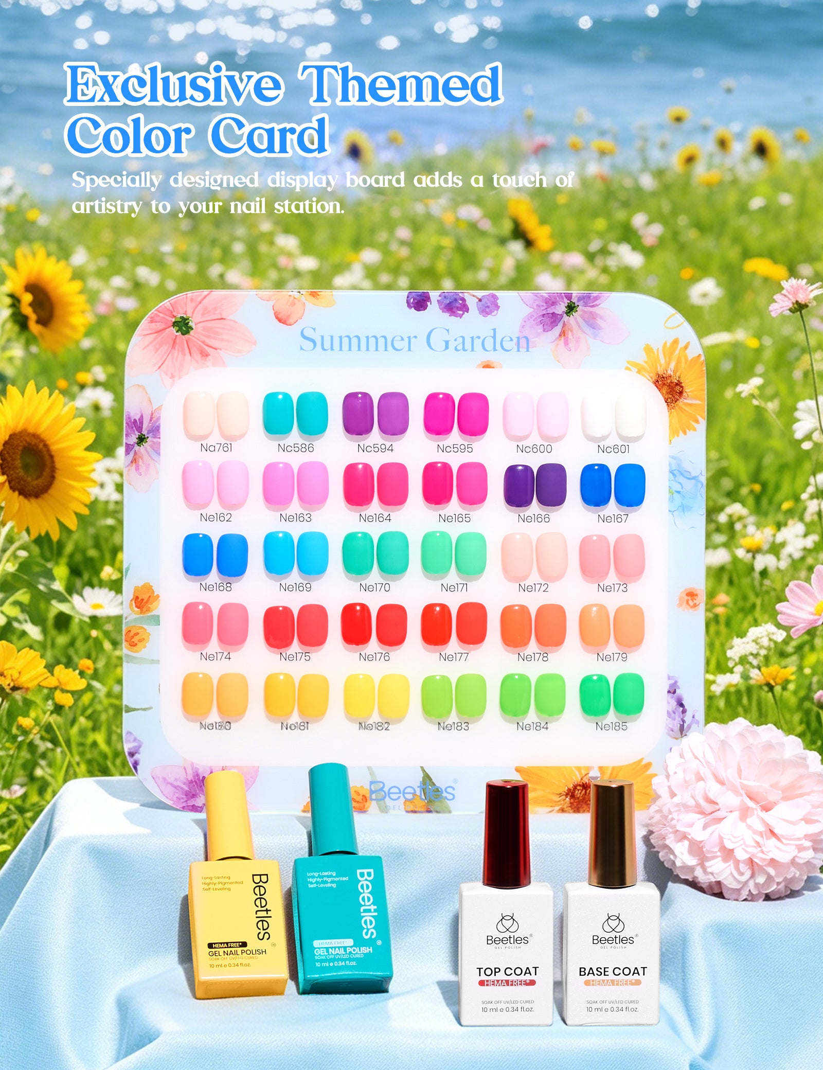 Summer Garden | 30 Trending Summer Colors HEMA Free With Top And Base Coat 10ml