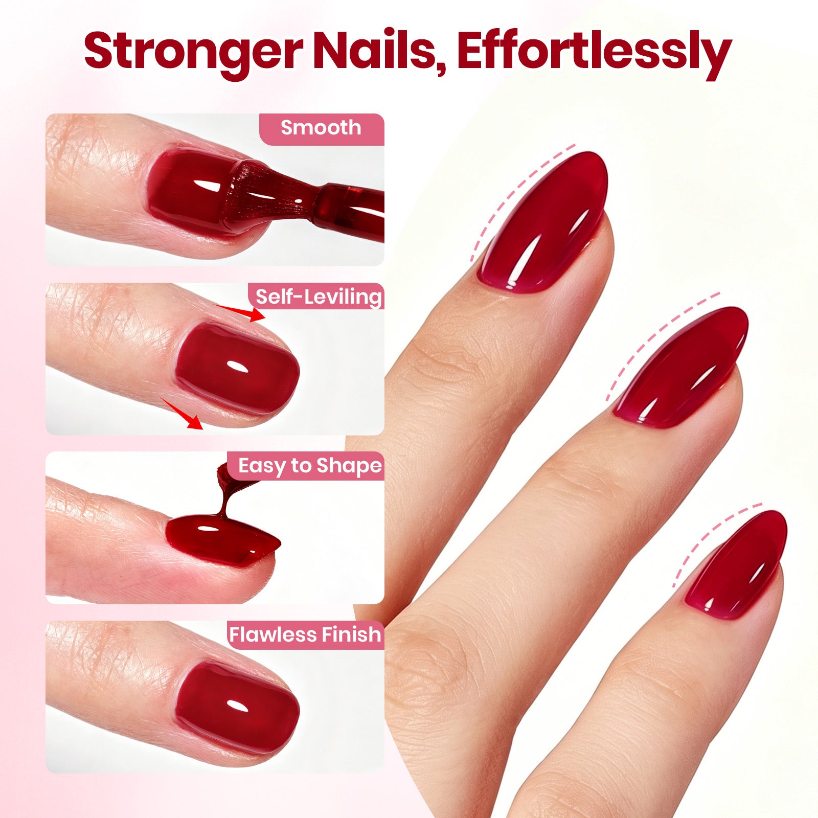 Beetles Builder Gel Nail Kit HEMA & TPO-Free, Cherry Noir Deep Wine Red with Nail Art Brush, 8 in 1 for Building Strengthening & Extension, Beginner Friendly DIY Salon at Home, UV LED Lamp Needed