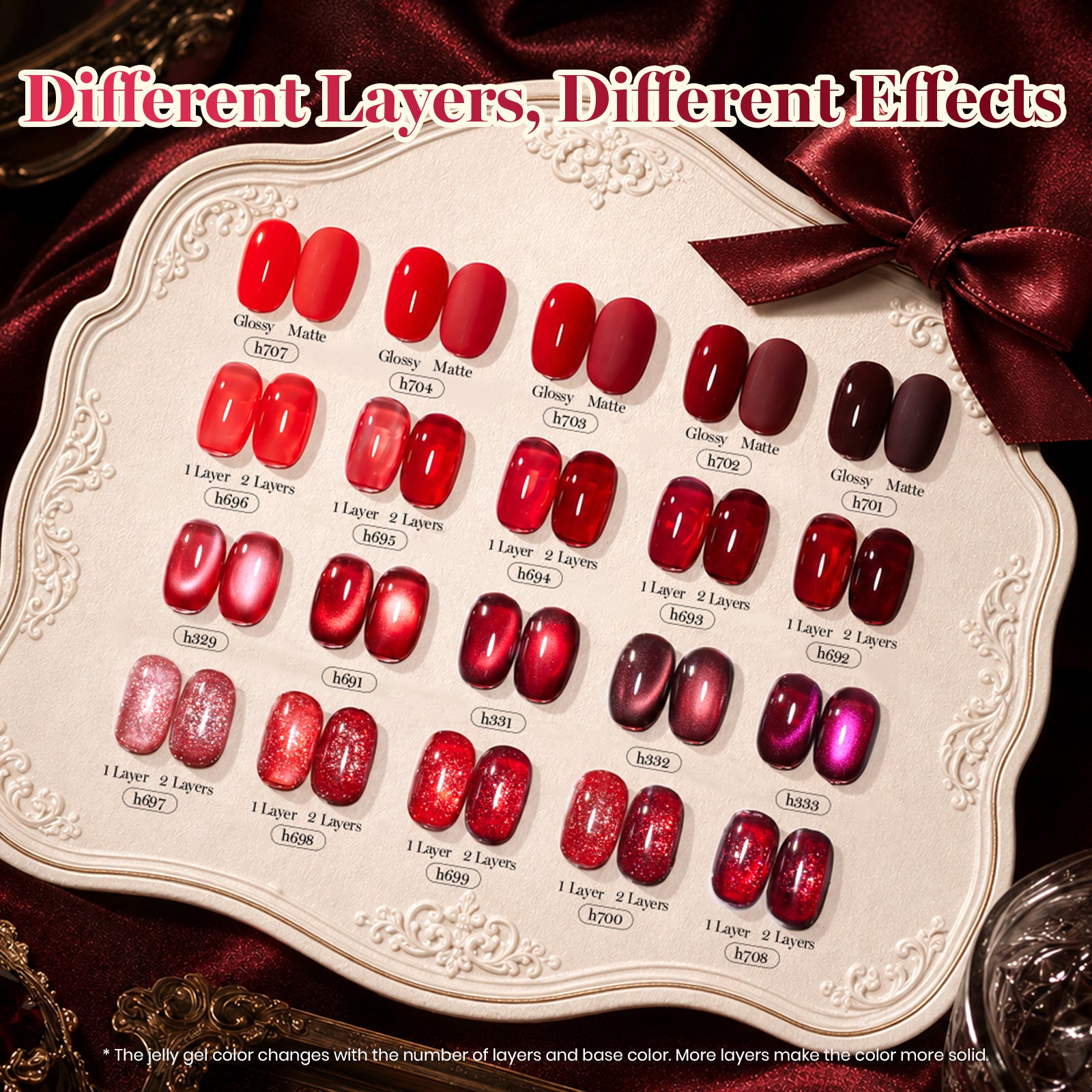 Beetles Burgundy Dream Red 20 Colors Gel Nail Polish Set Jelly Glitter Cat Eye Solid Color Halloween Nails 7.5ml Each