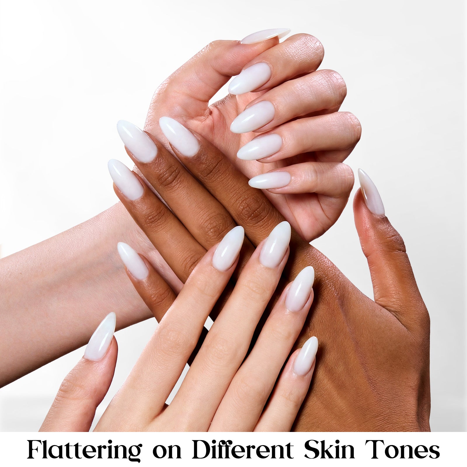Beetles Stay Shining Milky White Press on Nails Short Almond