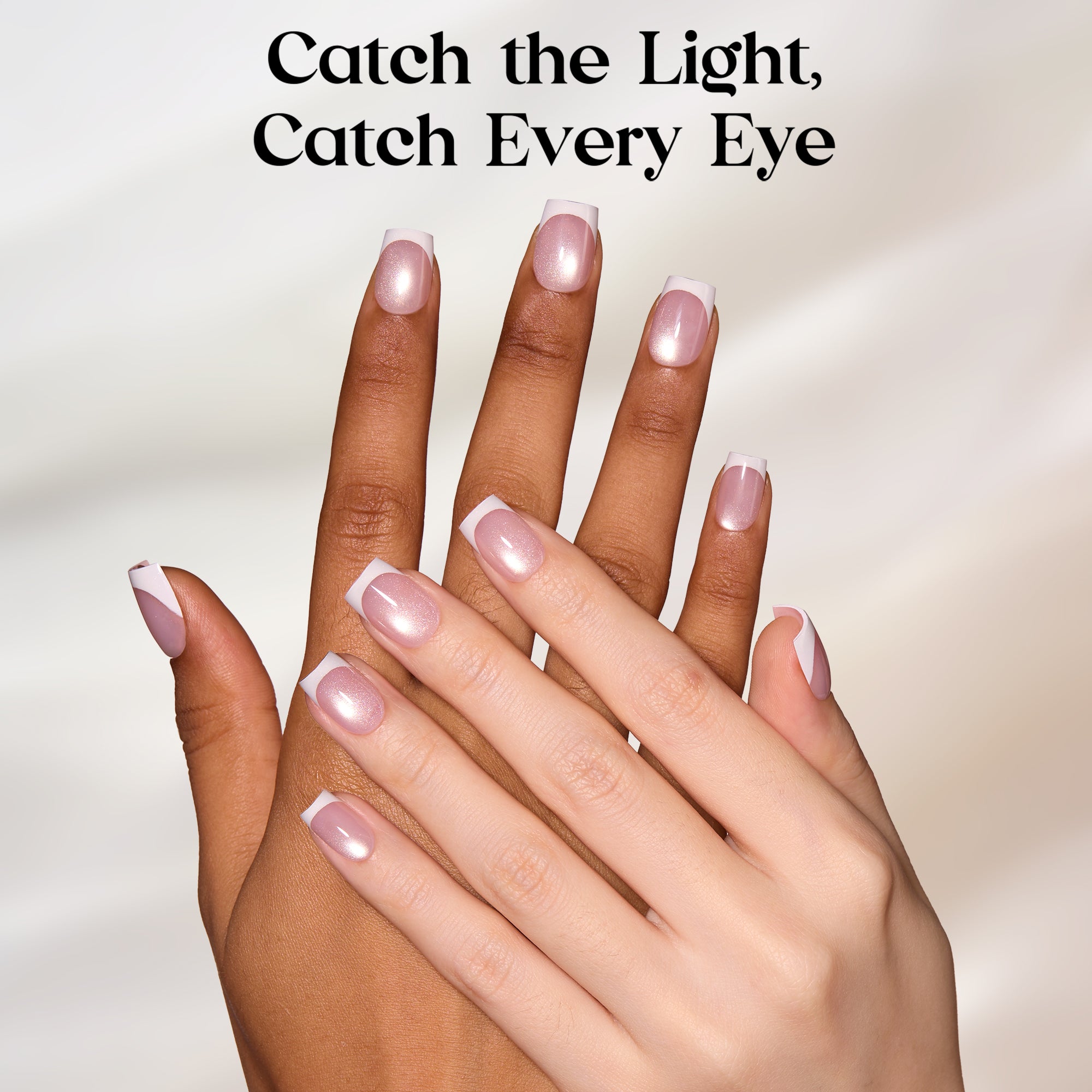 Beetles Stay Shining Glassy Blush French Press On Nails Short Square 150 PCS