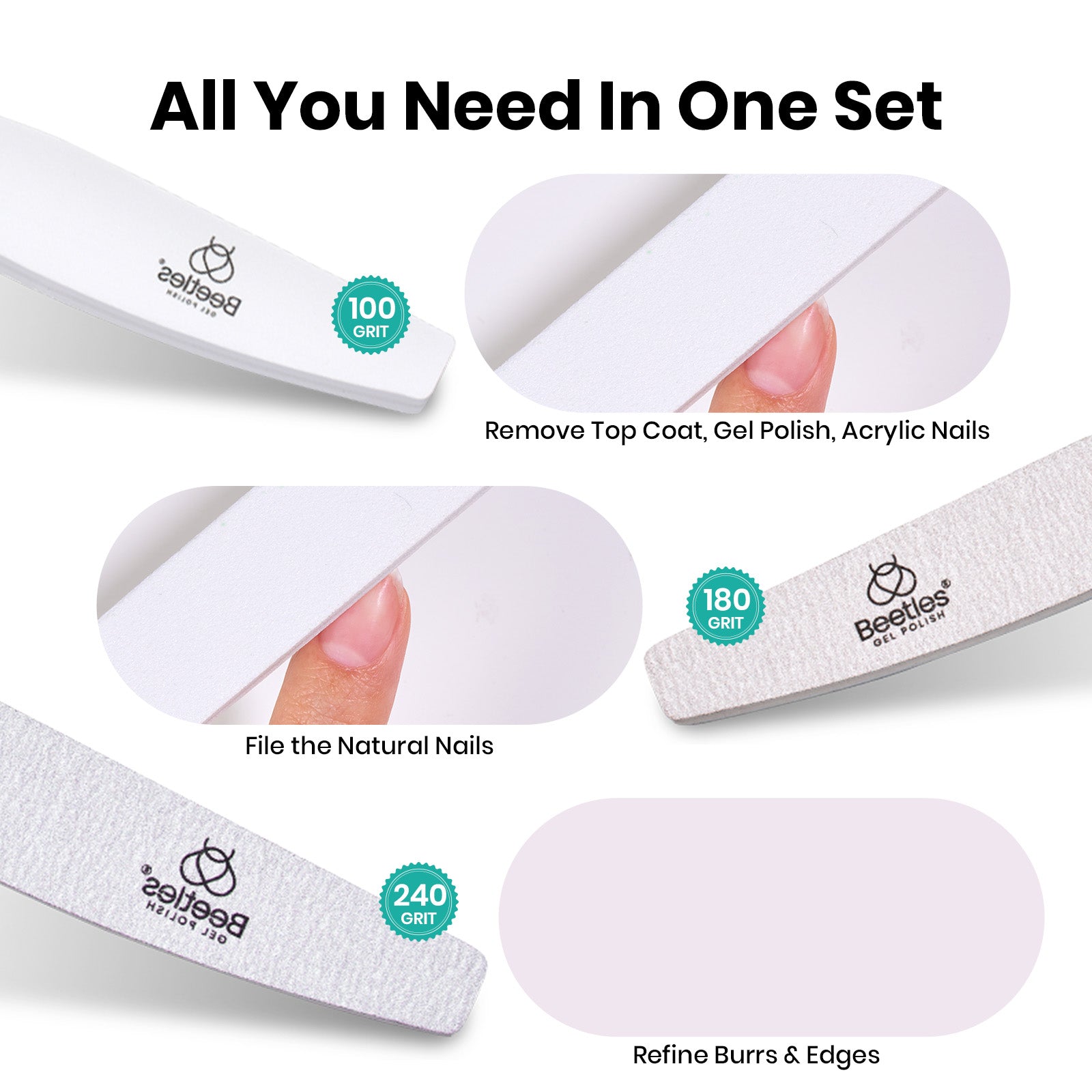 Beetles Stay Shining Professional-Grade Nail File Trio