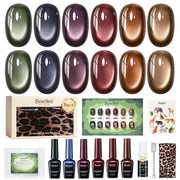 Beetles Fall Nails - Wildwood Leopard Cat Eye 6 Colors Gel Polish Set 9ml Each