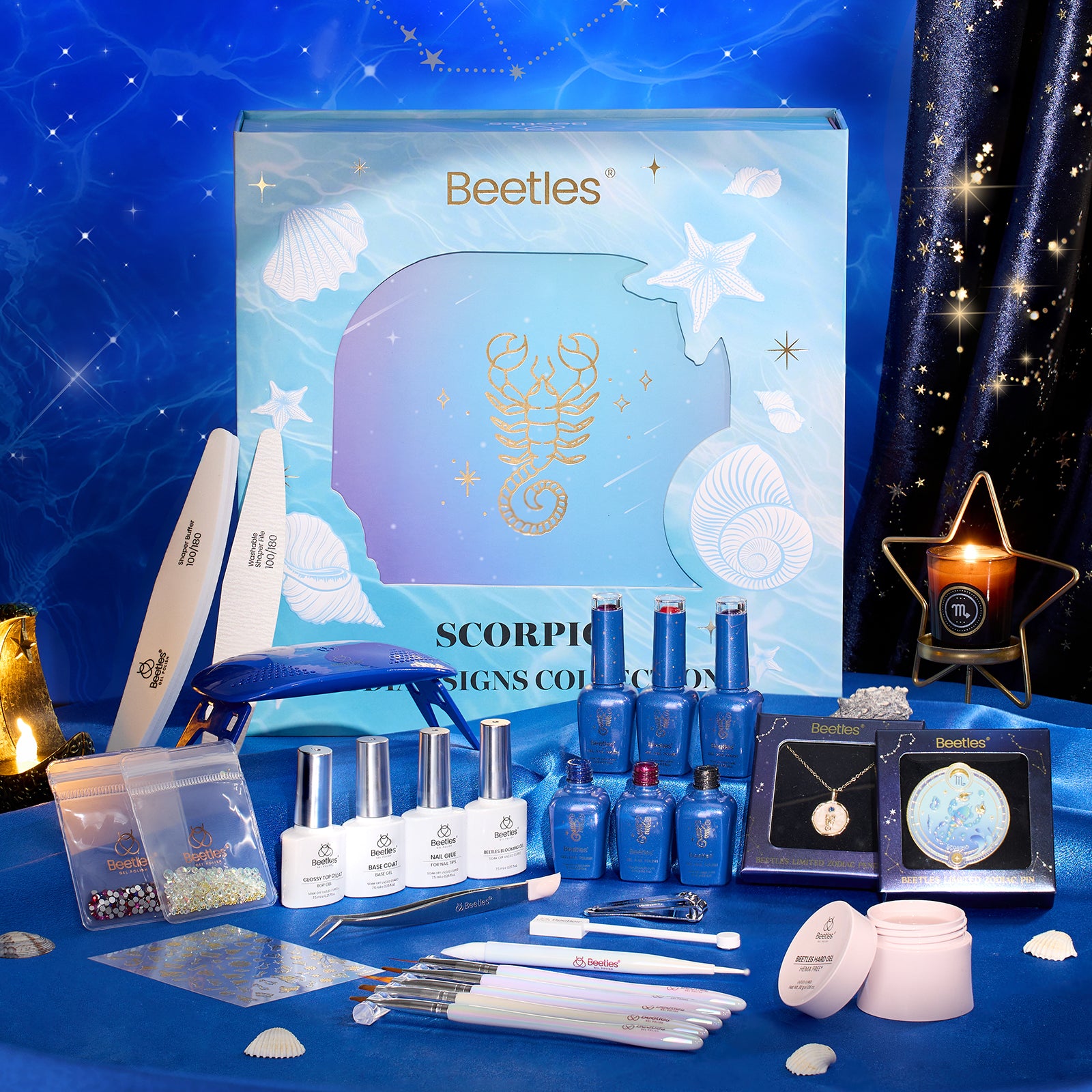 Beetles Lucky Box Scorpio Sign Gel Nail Polish Kit - 6 Colors Zodiac Inspired Nail Art Set