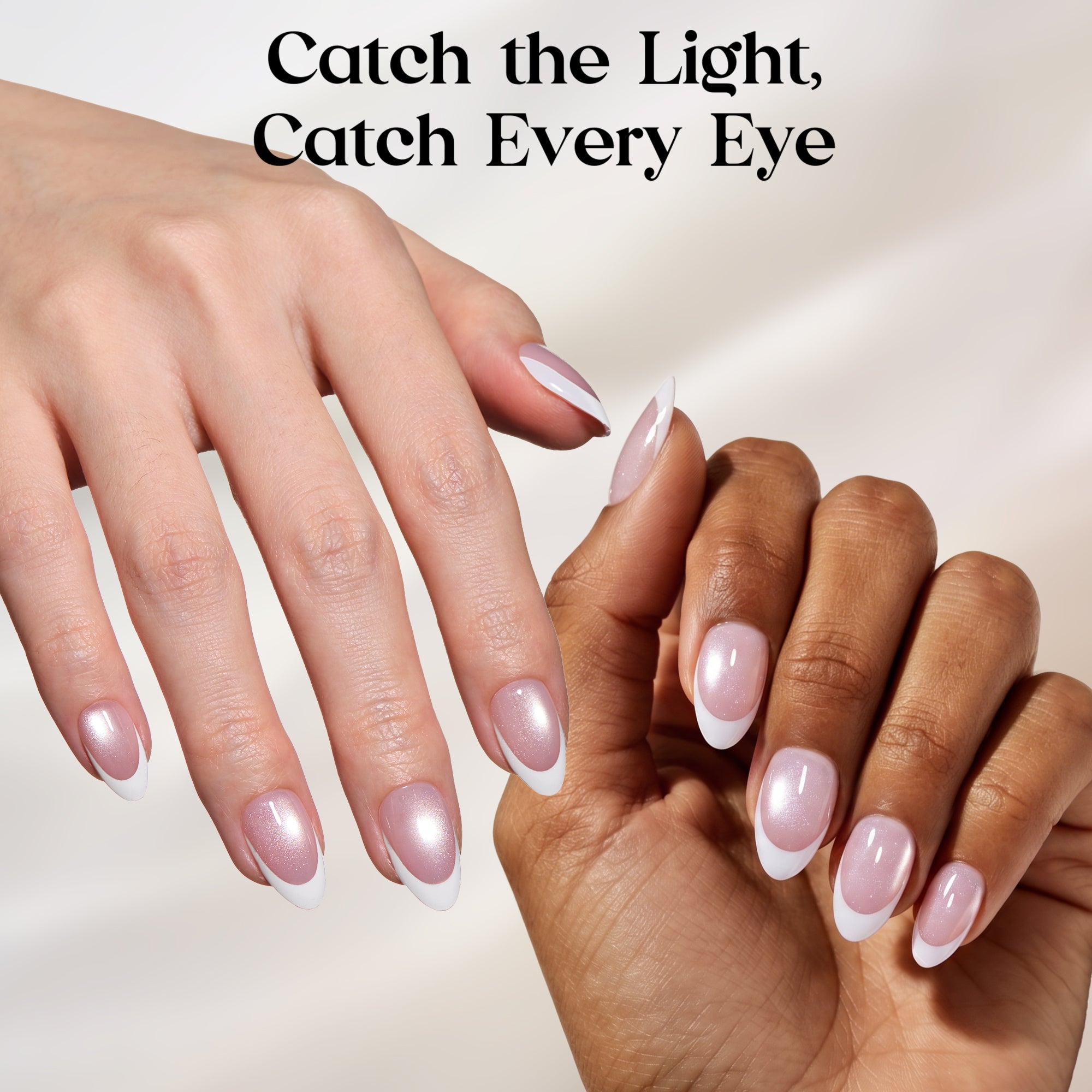 Beetles Stay Shining Glassy Blush French Press On Nails Short Almond 160 PCS