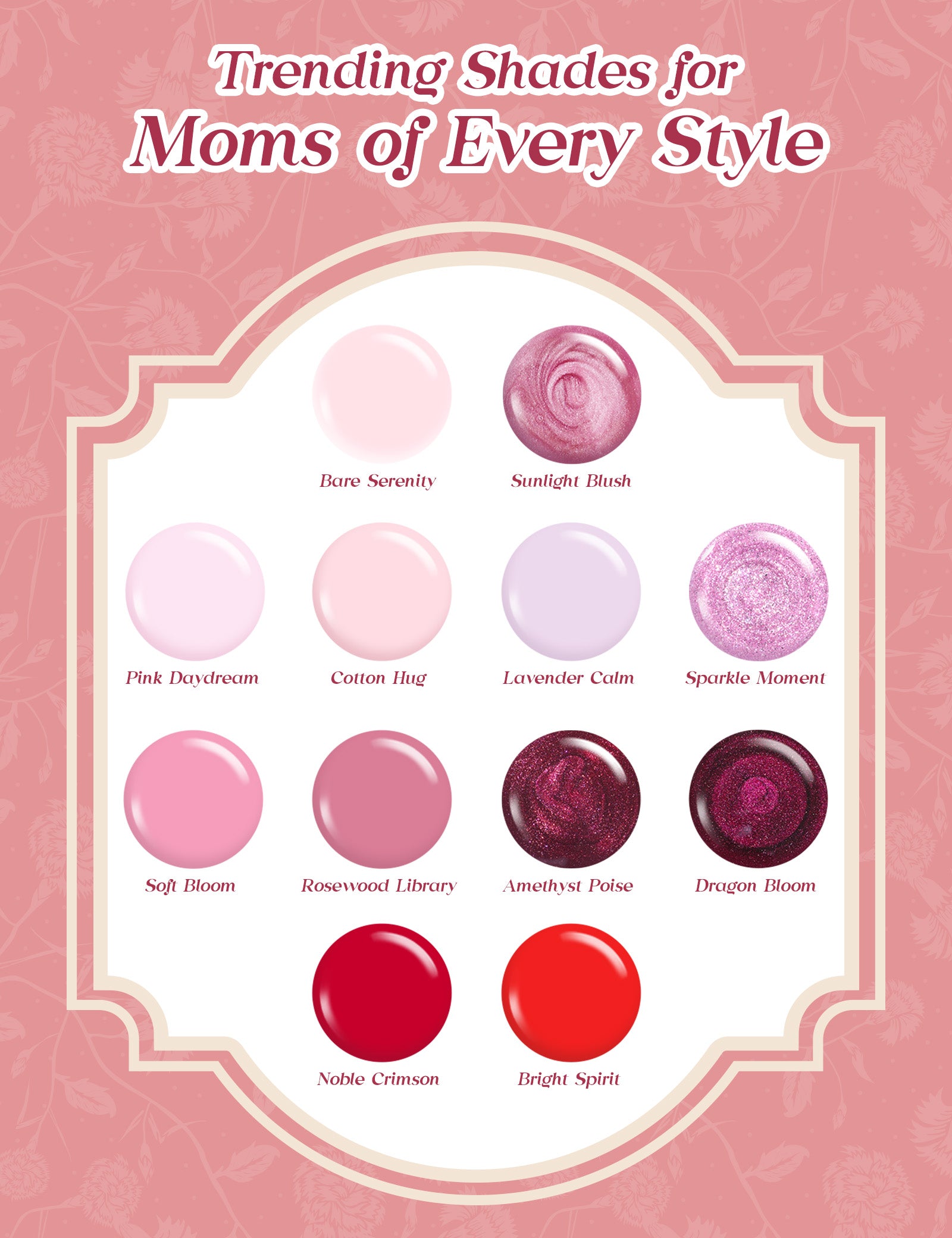 (Extra Free Nail Tips) Beetles Mani Time with Mom Birthday Gift Box | 12-Color HEMA-Free & TPO-Free Manicure Kit