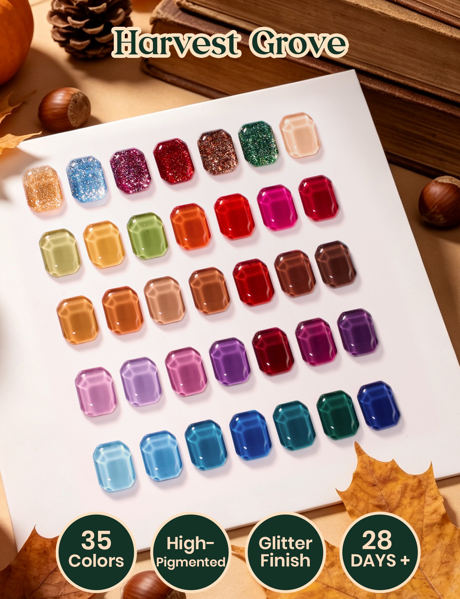 Beetles Gel Nail Starter Kit Harvest Grove 35 Colors Gel Fall Nails HEMA Free & TPO Free All-in-One Mani Kit