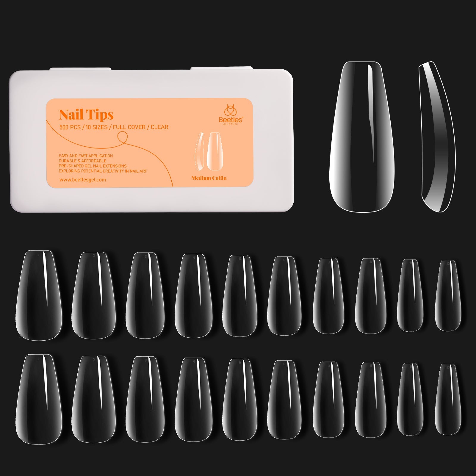 Medium Coffin Pre-shaped Nail Gelly Tips-500pcs #062