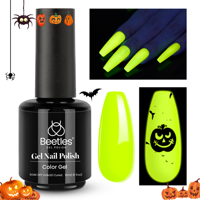 Beetles luminous green glow in the dark gel nail polish