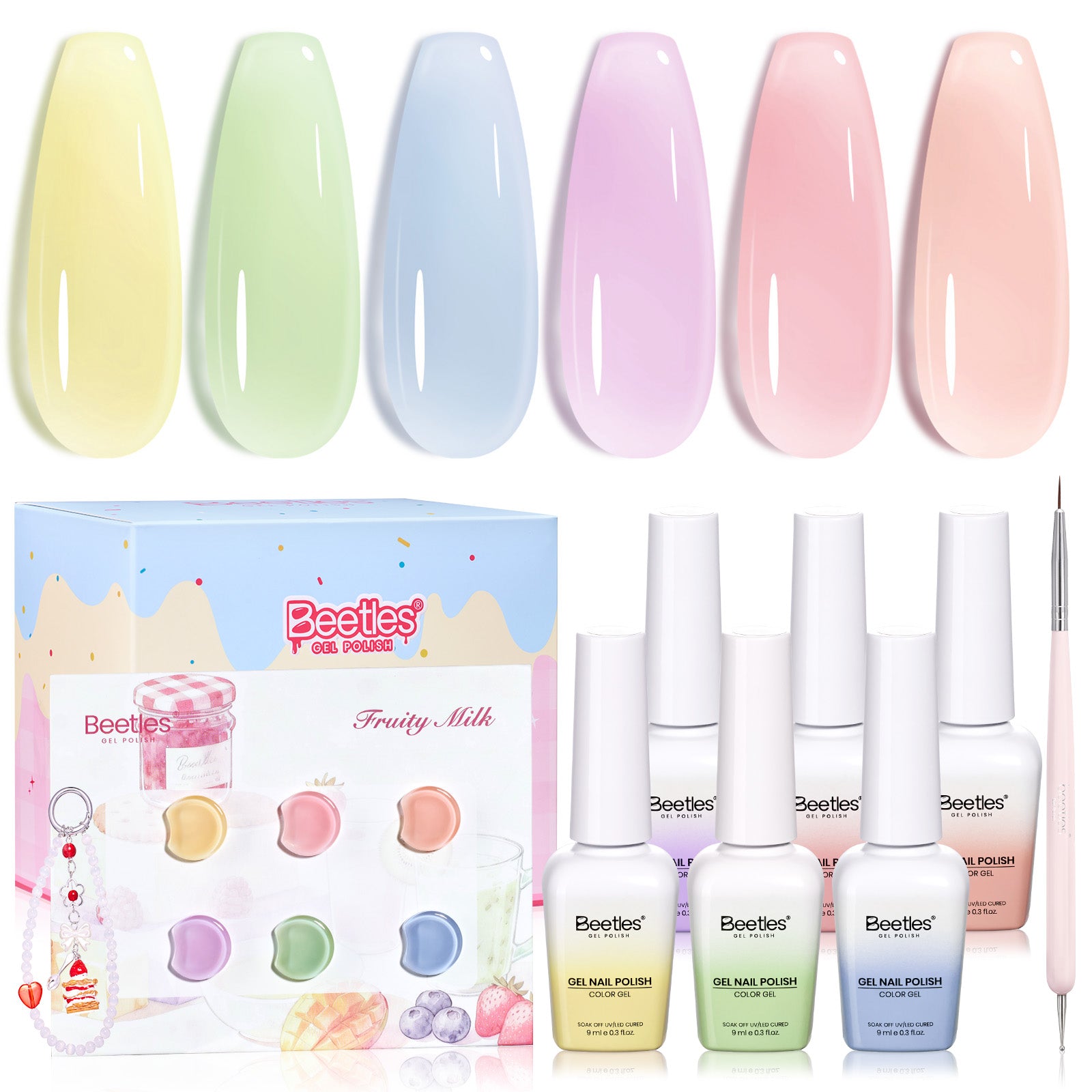 Pastel Fruity Milk Jelly Gel Whip 6 Colors Summer Nails Macaron Shimmer Glitter Gel Polish