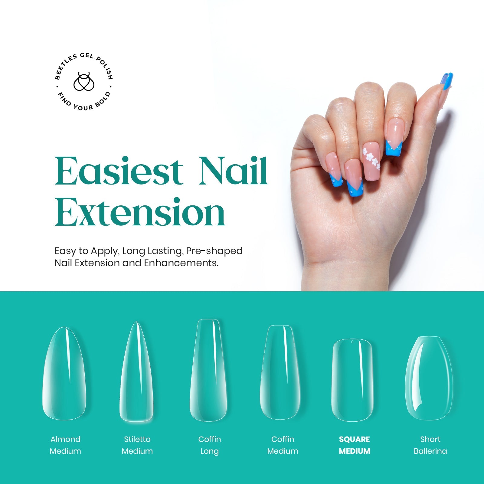 Medium Square Pre-shaped Nail Gelly Tips-500pcs #060
