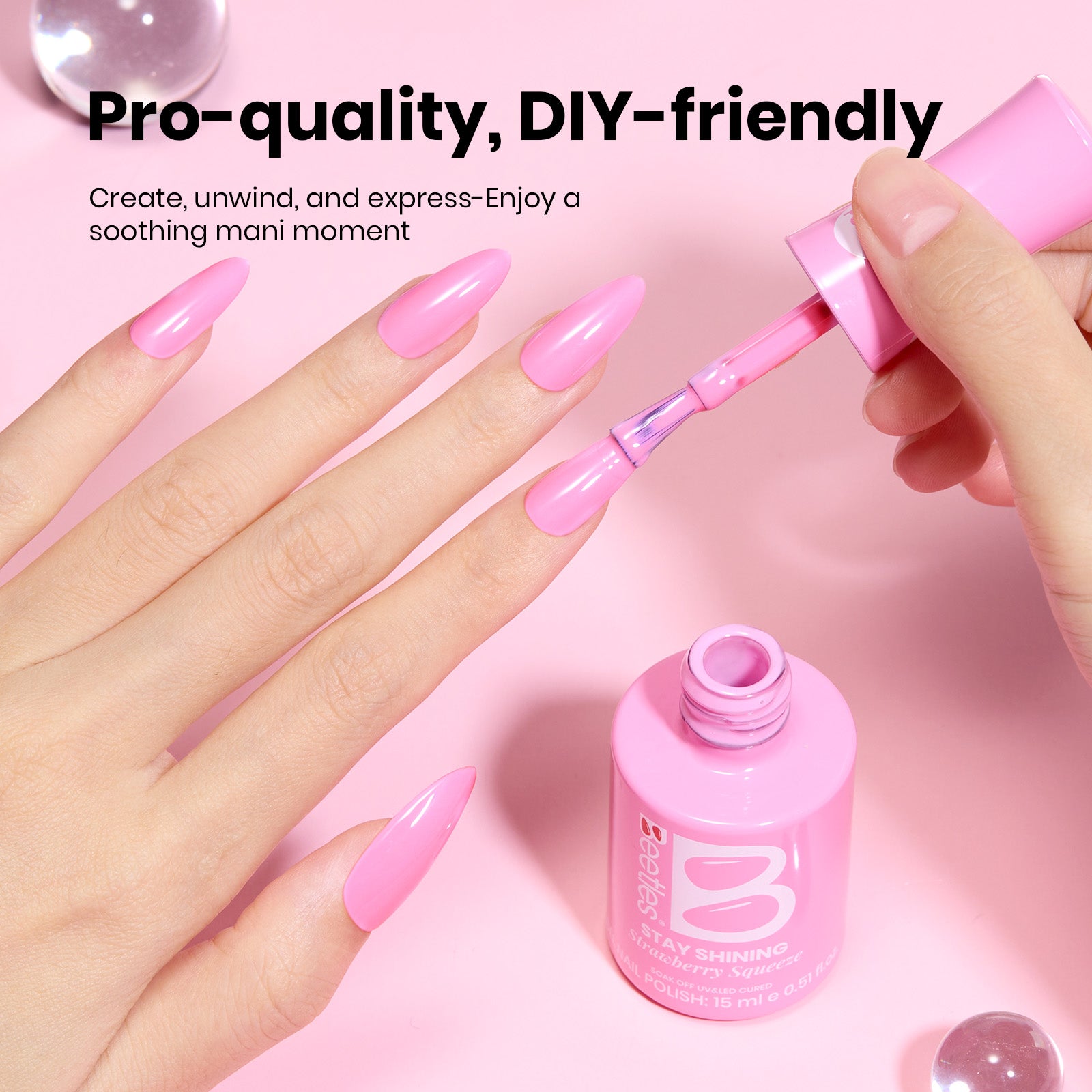 Beetles Stay Shining Collection Salon-Quality Gel Nail Polish - 15ml of Strawberry Squeeze