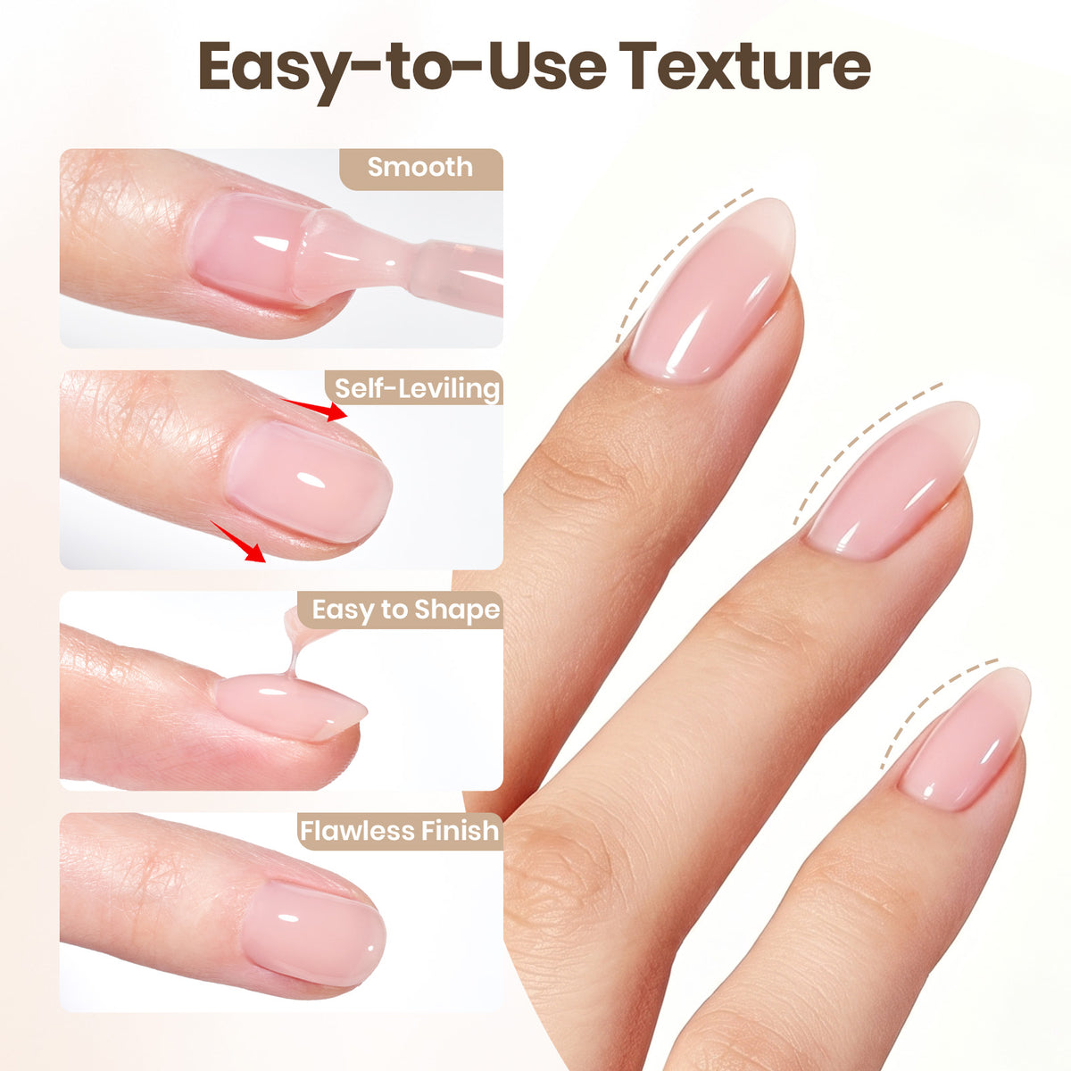 Beetles Builder Gel Nude & Pink, TPO & HEMA-FREE 6 Colors & Nail Brush 8 in 1 for Building Strengthening & Extension, Beginner Friendly DIY Salon at Home, UV LED Nail Lamp Needed, Nude Reverie
