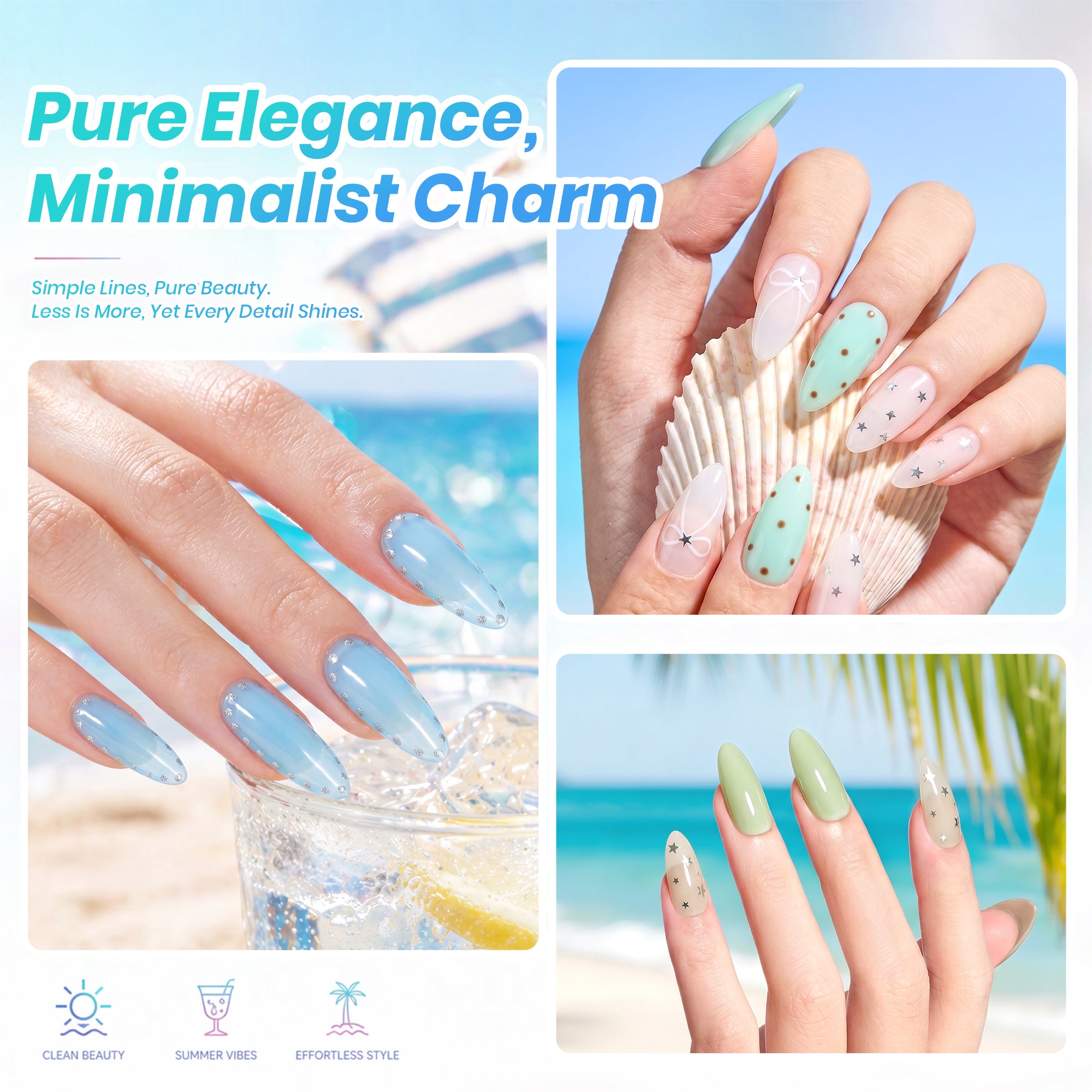 Beetles Summer Voyage - Seasalt Holiday Gel Summer Nails 6 Colors Gel Polish Set 9ml