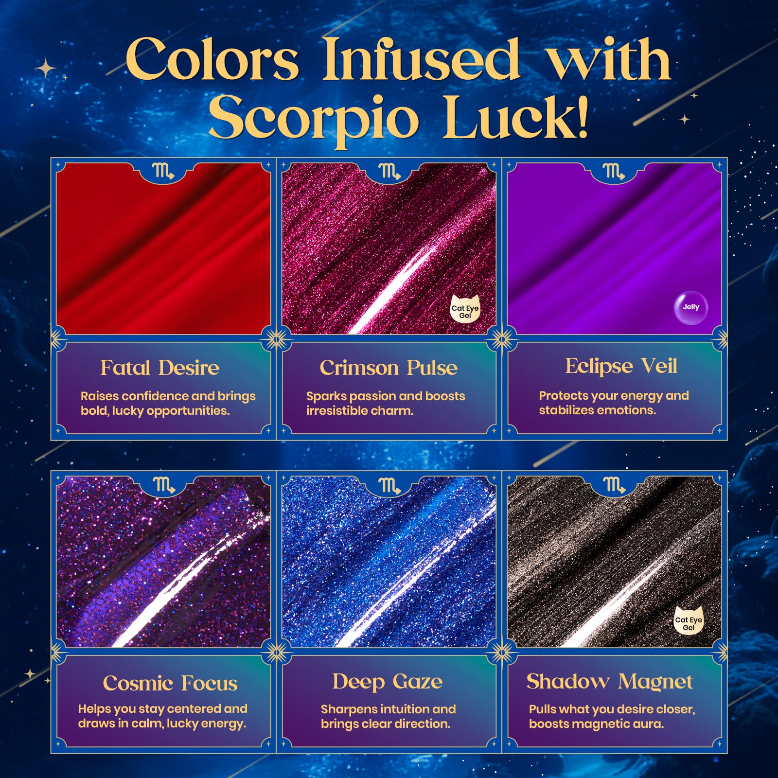 Beetles Lucky Box Scorpio Sign Gel Nail Polish Kit - 6 Colors Zodiac Inspired Nail Art Set