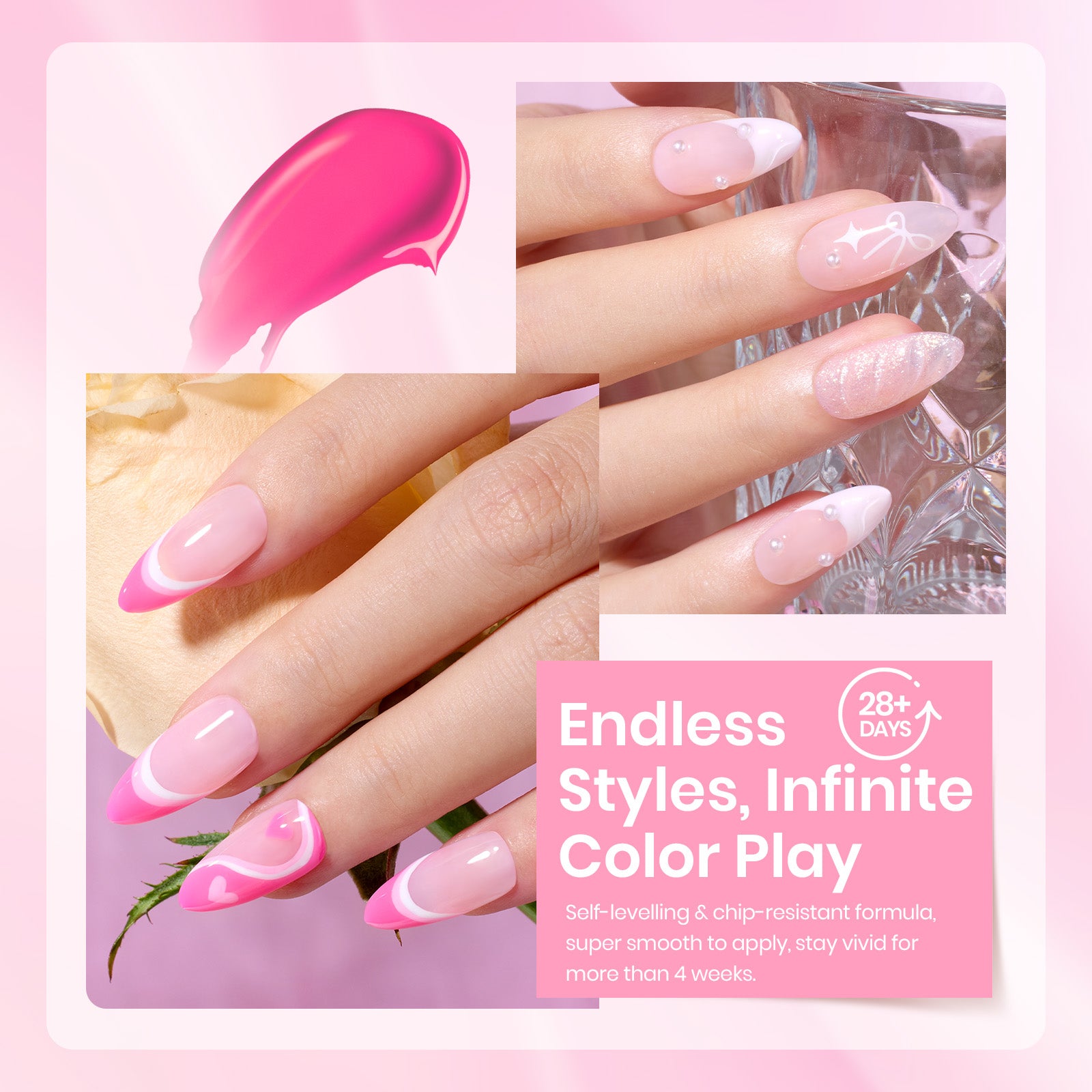 Beetles Stay Shining Pink melody HEMA Free TPO Free 6 Colors Gel Nail Polish Set 7.5ml