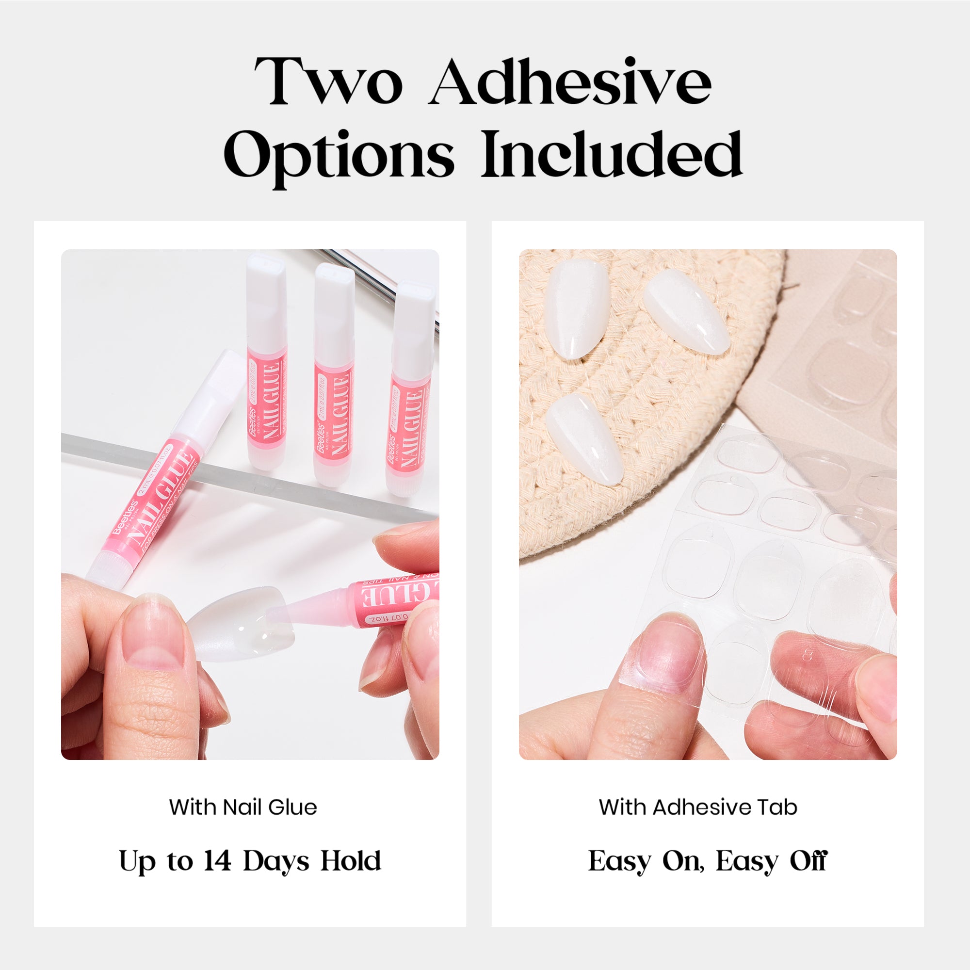 Beetles Stay Shining Milky White Press On Nails Short Oval