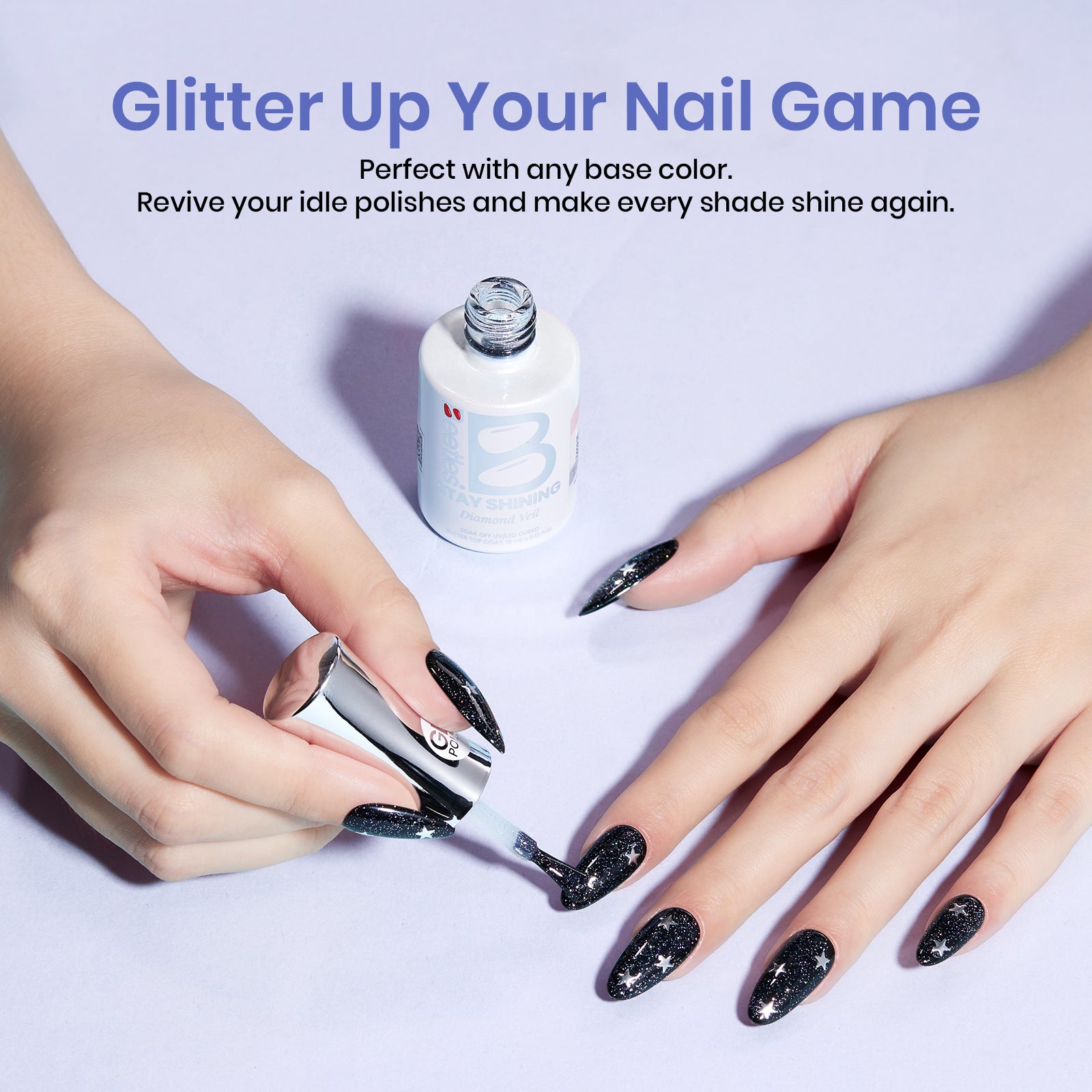 Beetles Stay Shining Diamond Veil Glitter Top Coat HEMA Free & TPO Free 15ml