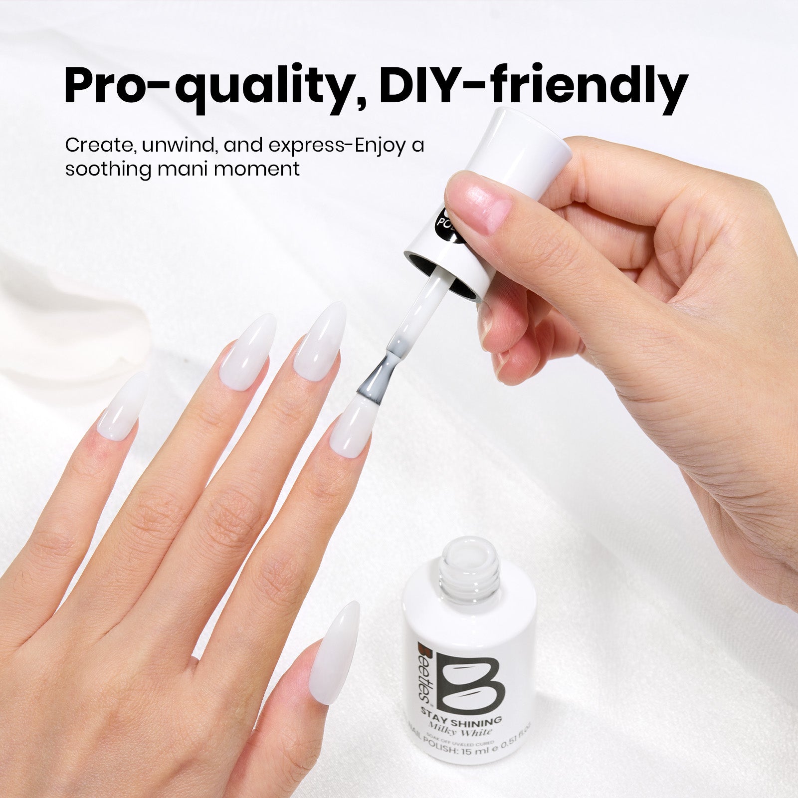 Beetles Stay Shining Collection Salon-Quality Gel Polish - 15ml of Milky White