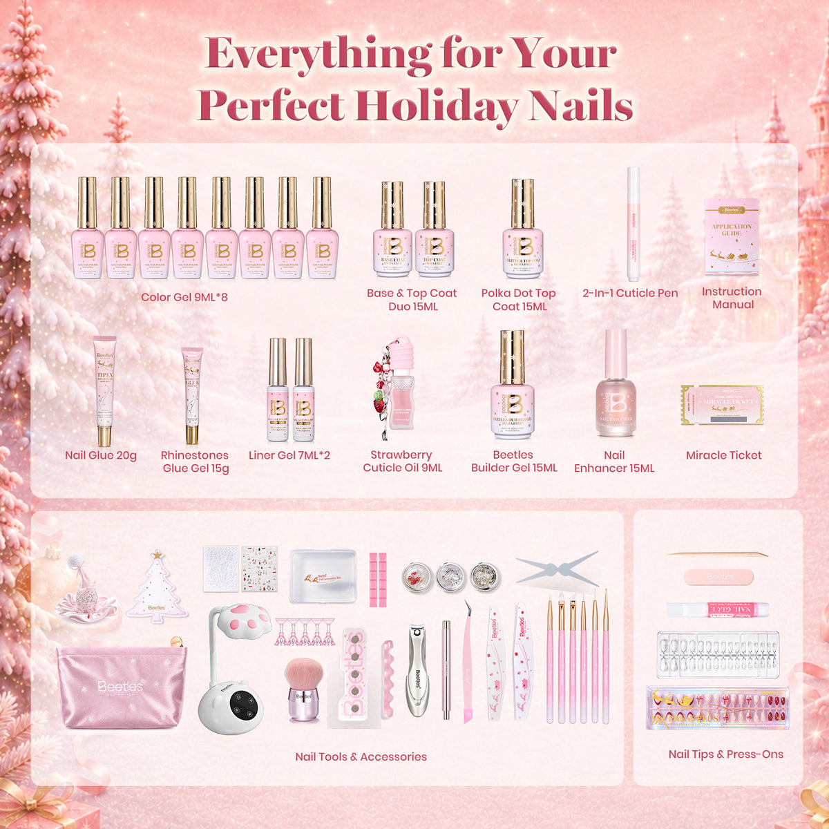 Beetles 2026 Advent Calendar Christmas Miracle Express Gift Box HEMA Free TPO Free Gel Polish Kit