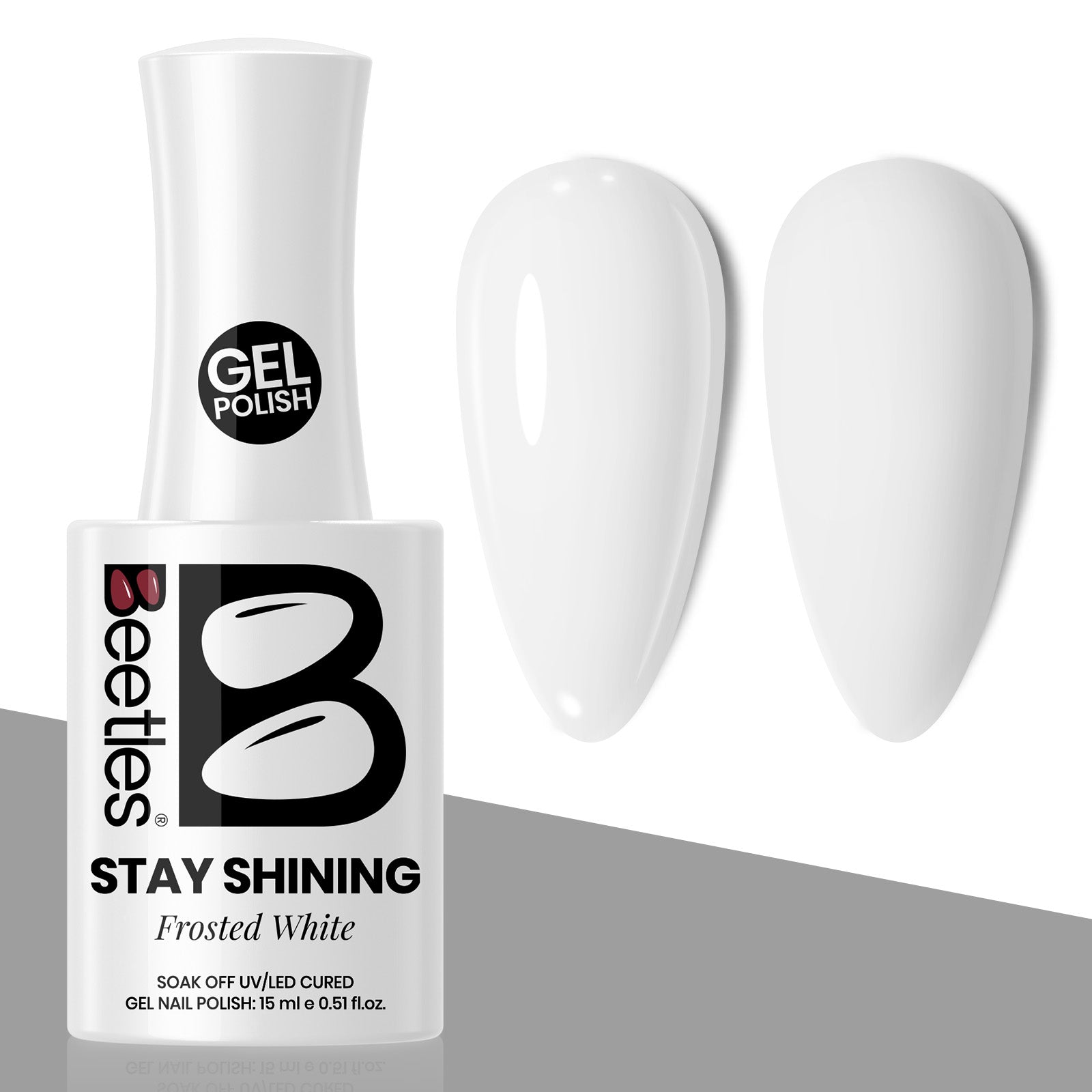 Beetles Stay Shining Collection Salon-Quality Gel Nail Polish - 15ml of Frosted White