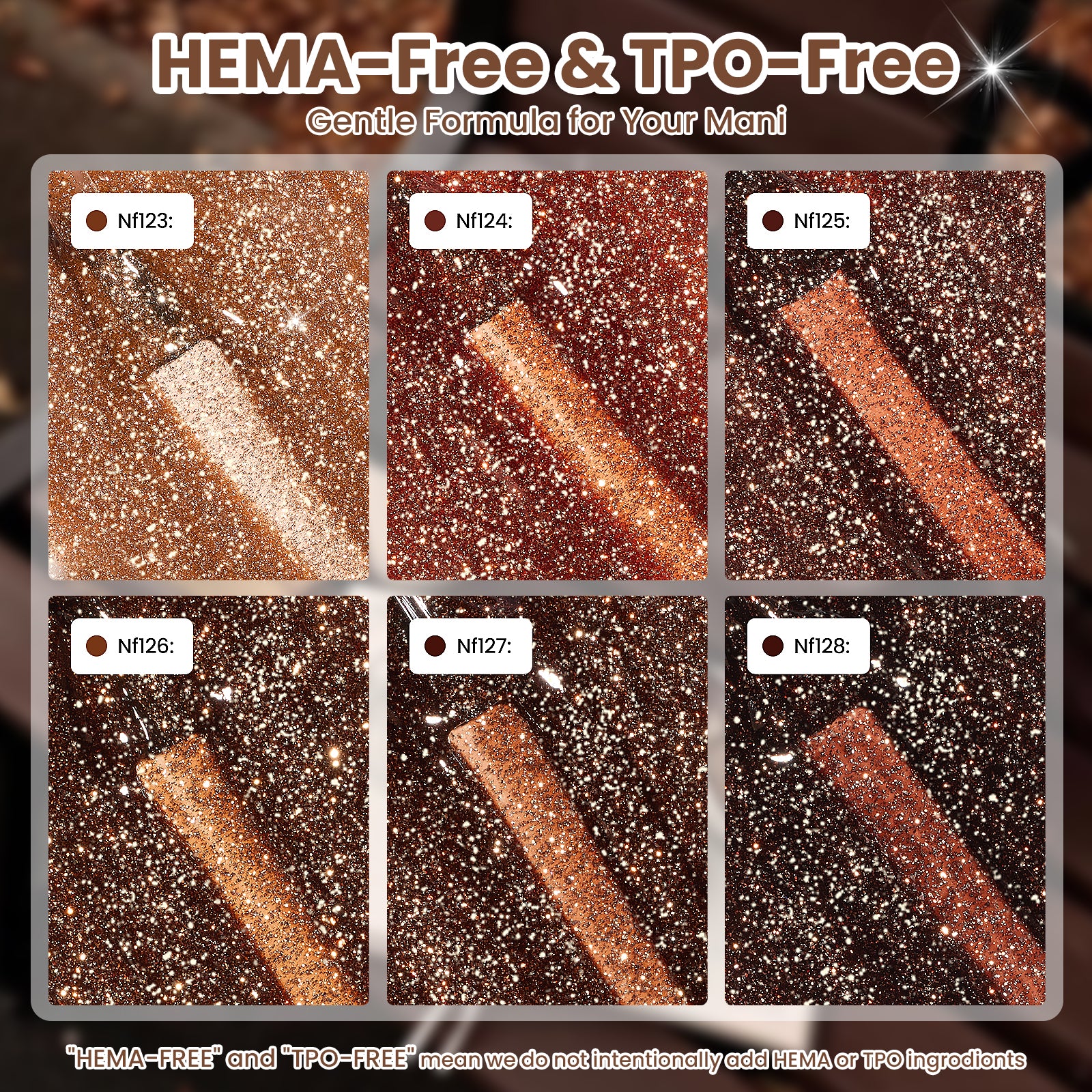 Beetles Gilded Maillard Glitter Brown 6 Colors Gel Polish Set 7.5ML Each Fall Nails