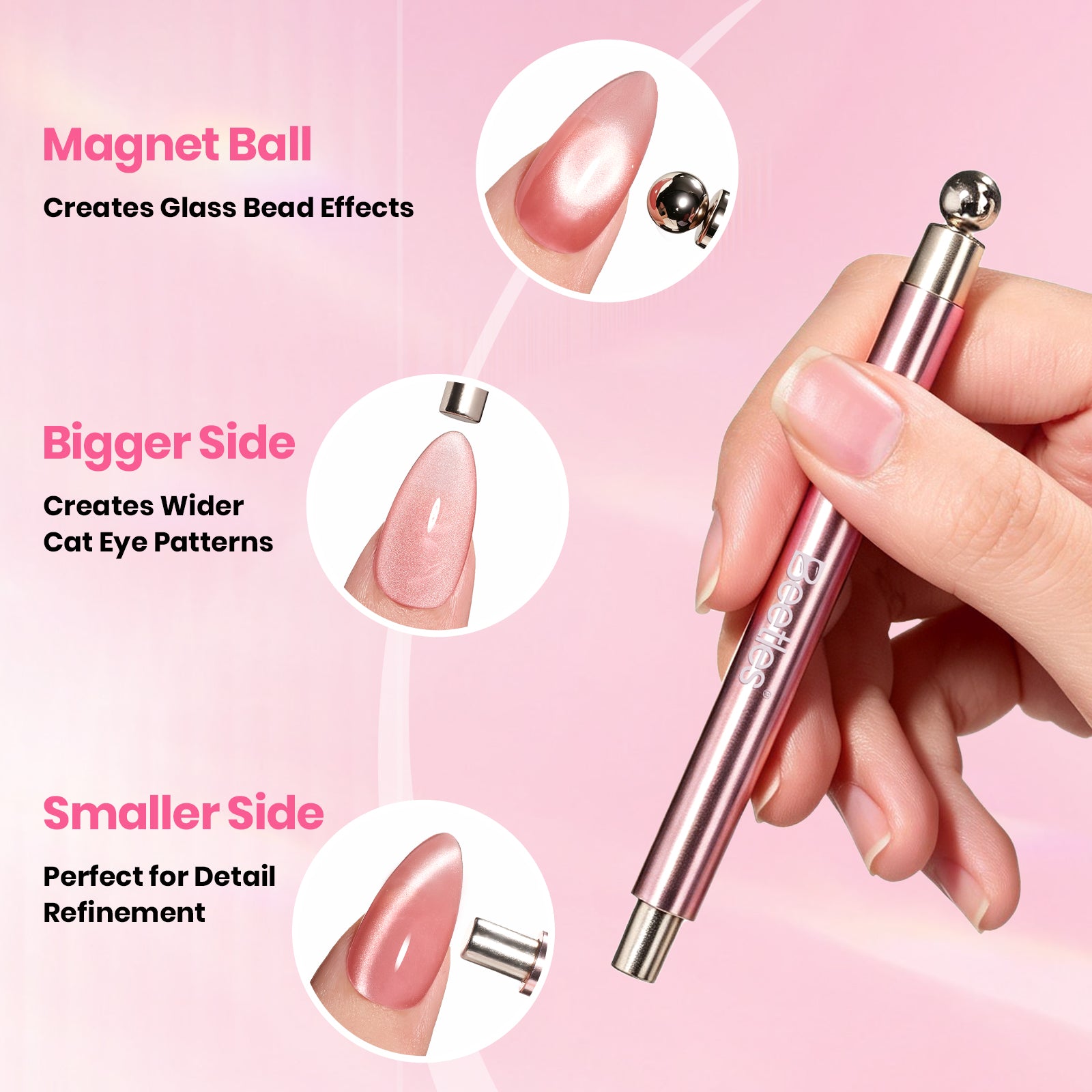 Beetles Cat Eye Magnet Set for Nails 9PCS Nail Art Tool Kit