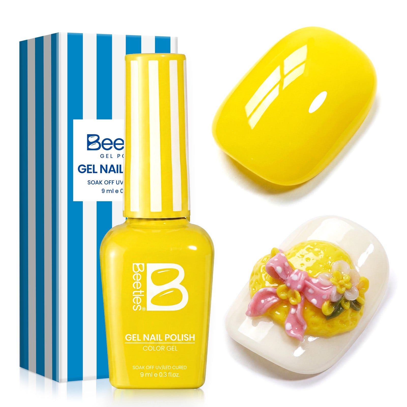 Beetles Summer Voyage - Lemon Stripe Summer Neon Nails 9ml