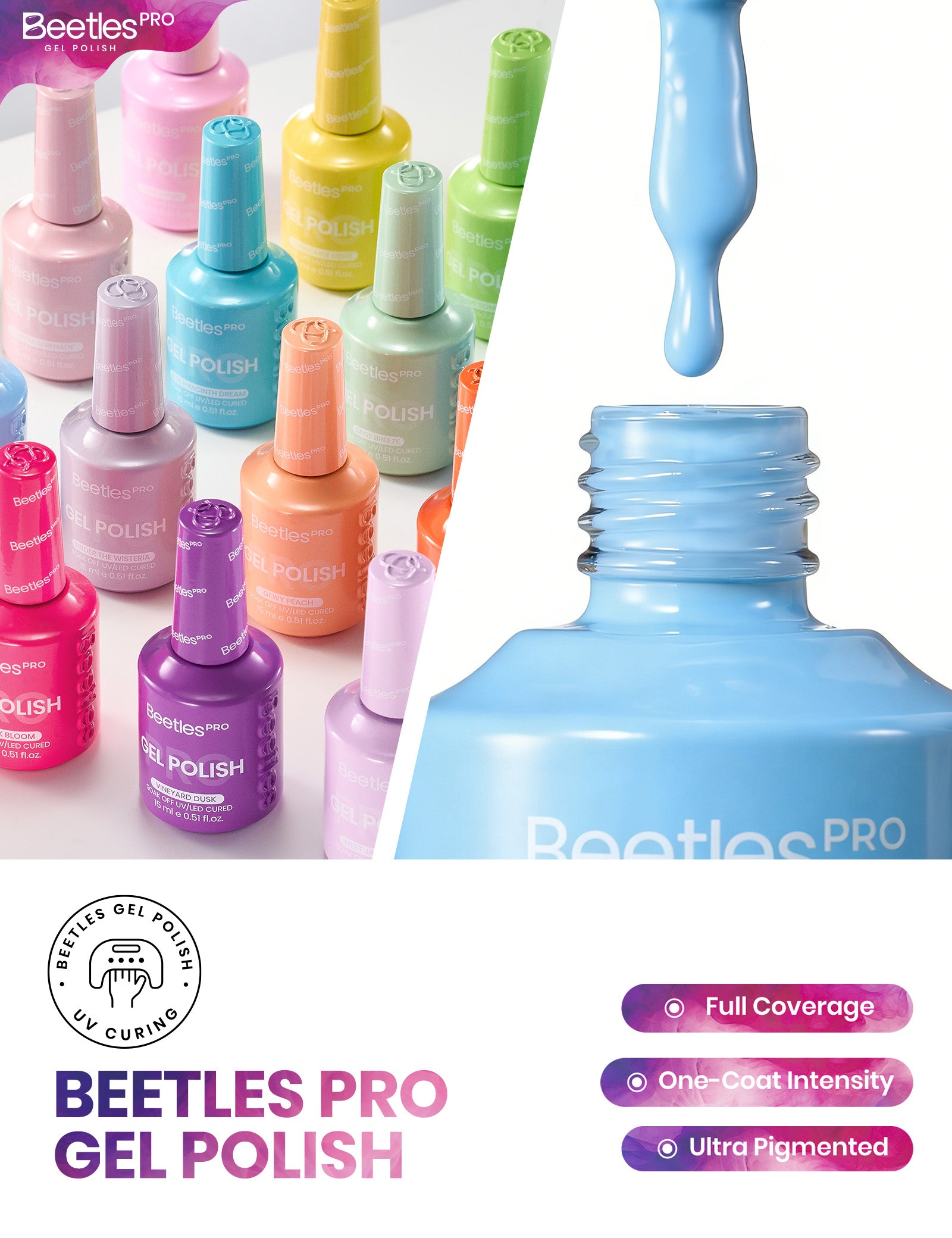 Beetles Pro Poetry of Garden HEMA Free TPO Free 18 Colors Gel Nail Polish Set 15ml
