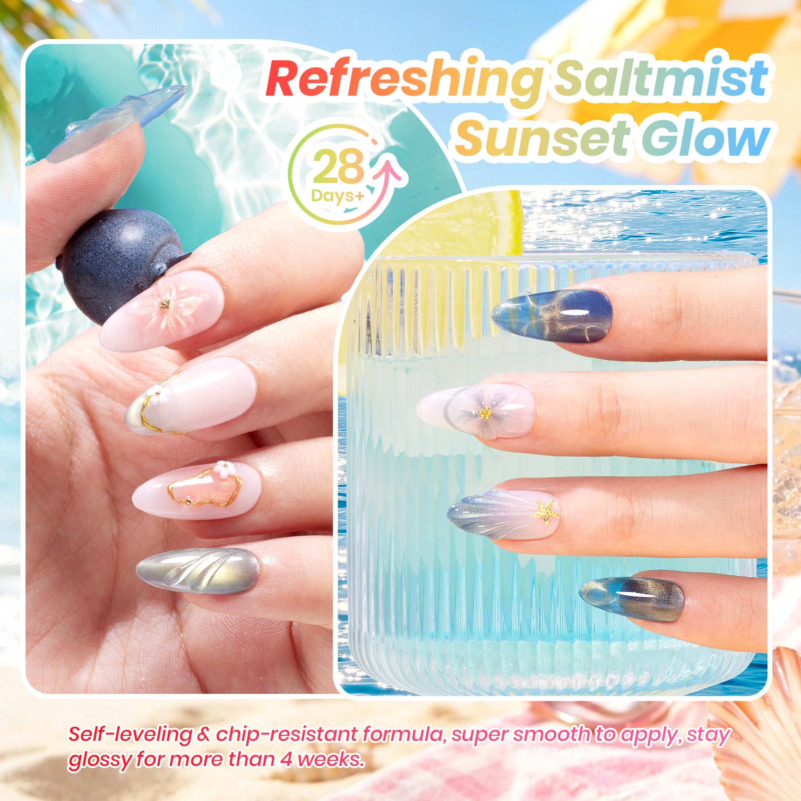 Beetles Summer Voyage - Saltmist Sunset Cat Eye Gel Neon Summer Nails 6 Colors Gel Polish Set 9ml
