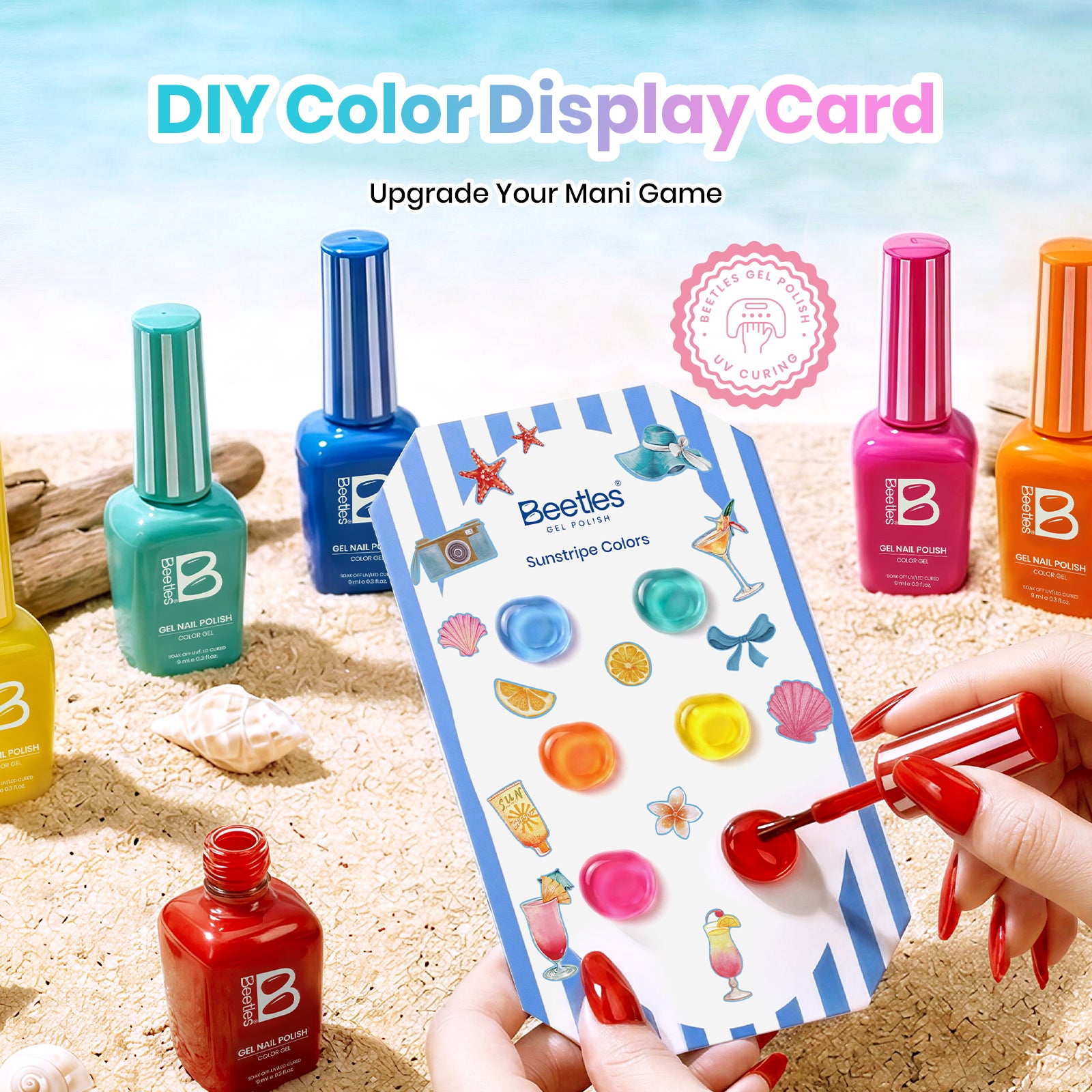 Beetles Summer Voyage - Sunstripe Color Neon Nails 6 Colors Gel Polish Set 9ml