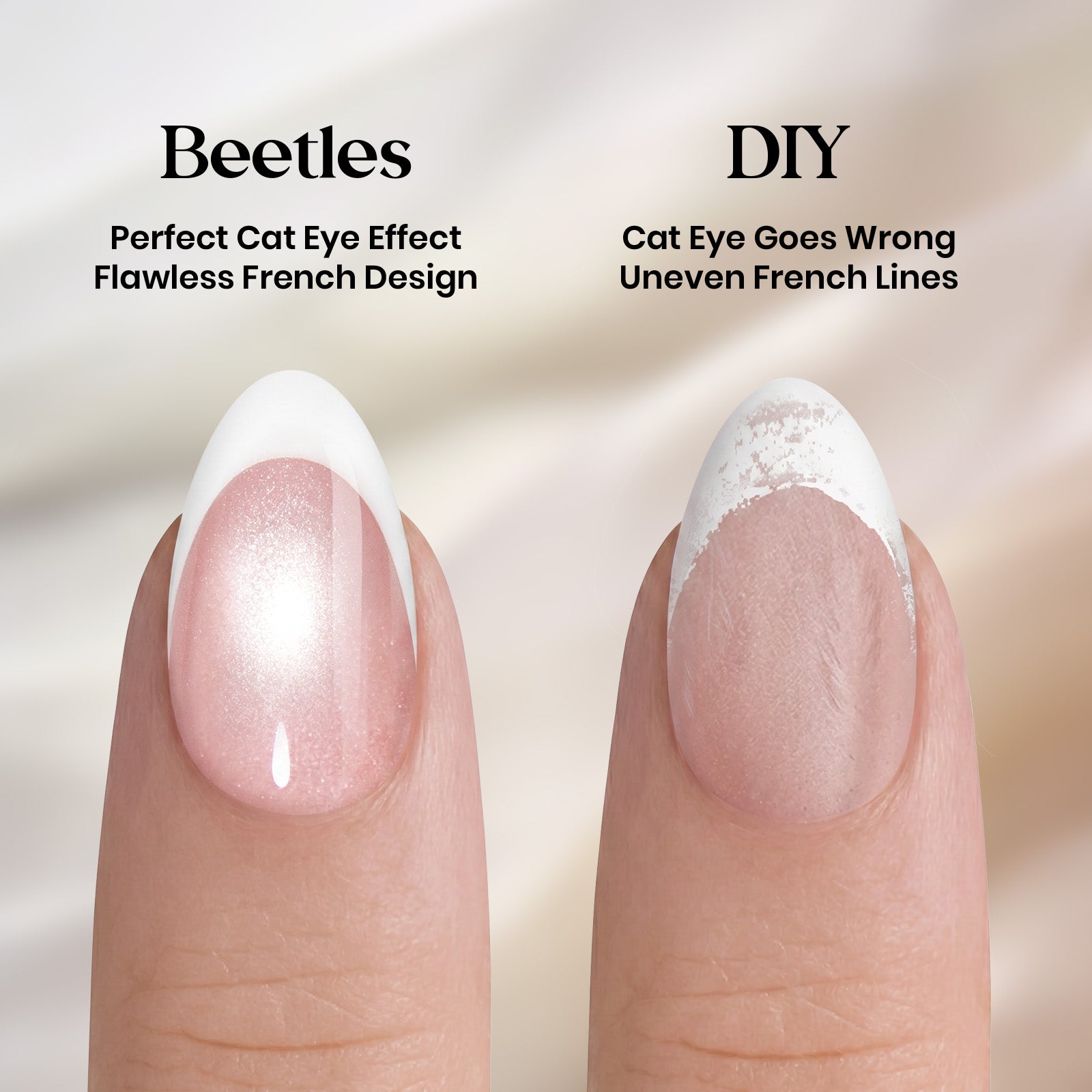 Beetles Stay Shining Glassy Blush French Press On Nails Short Almond 32Pcs