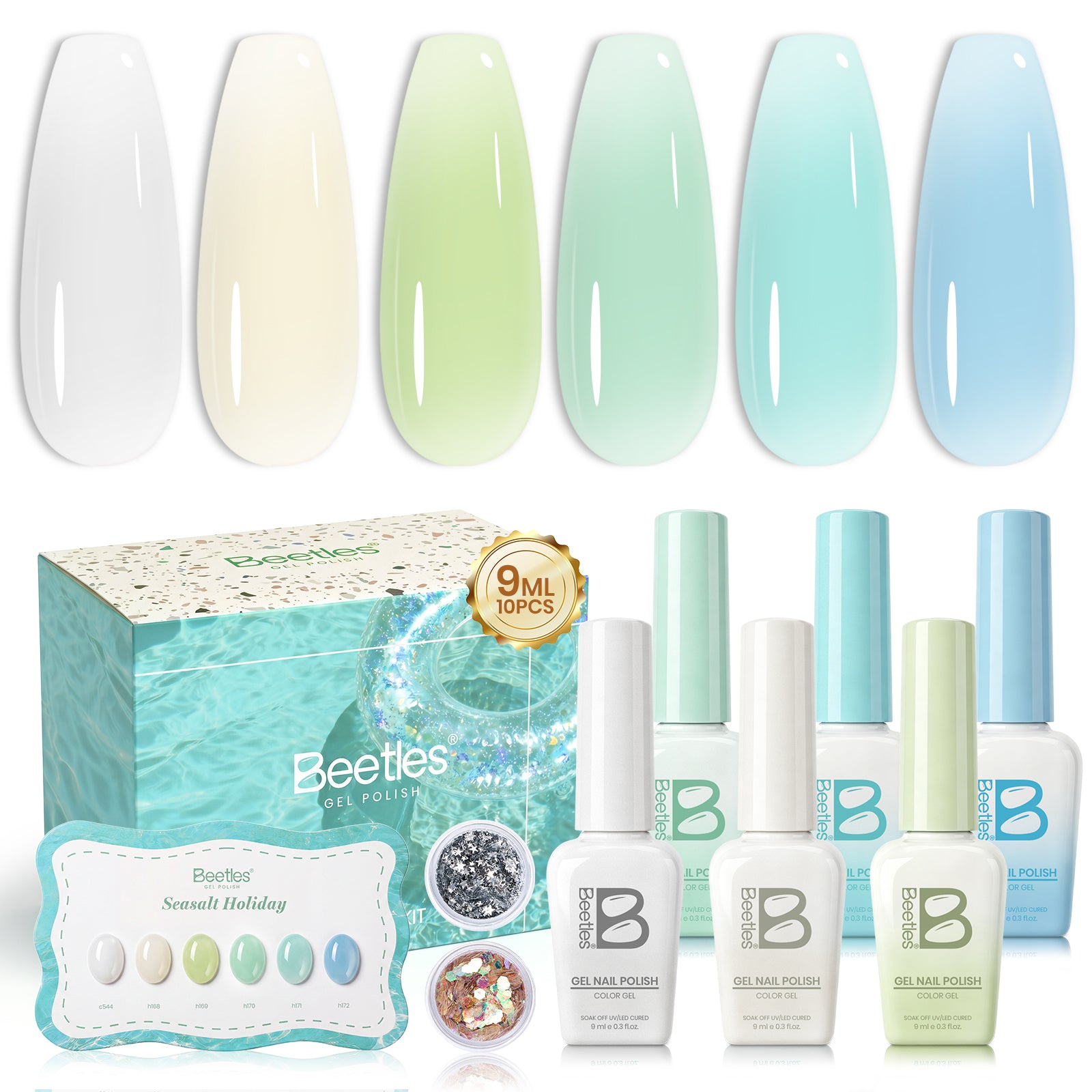 Beetles Summer Voyage - Seasalt Holiday Gel Summer Nails 6 Colors Gel Polish Set 9ml