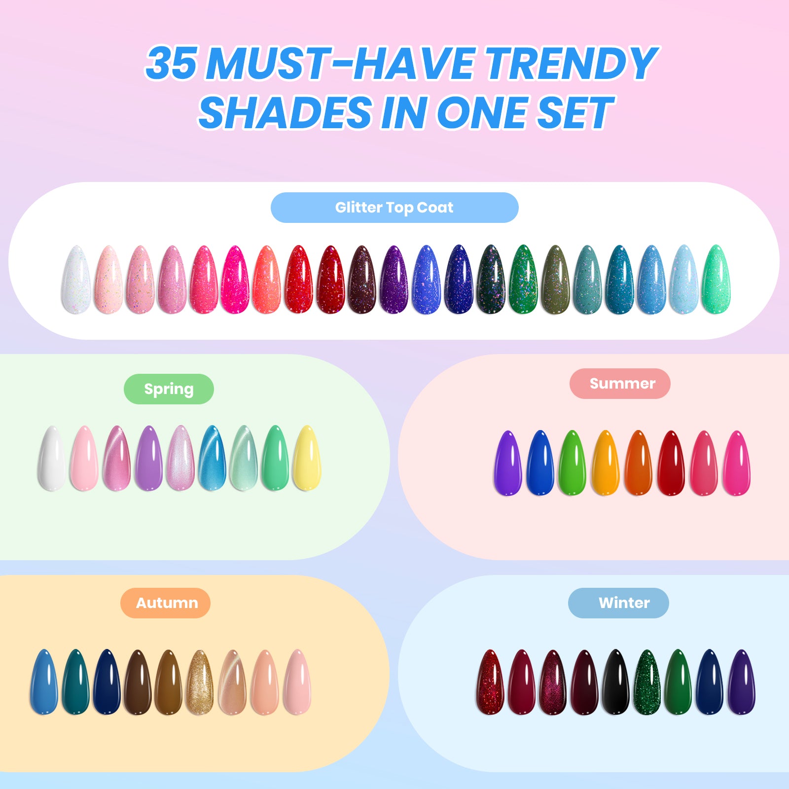 (Mother’s Day Ideal Gift) 2026 Beetles DEALS BOX  35 Colors 93 PCS All-In-One Gel Nail Kit