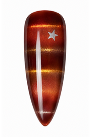 You can use a single brown cat-eye gel or layer multiple shades together, as shown in the image; this six-color set features carefully curated, harmonious tones that create stunning results regardless of the combination. After using a magnet to achieve your desired effect, apply the silver metallic star stickers (included in the set), then cure under the nail lamp for 60 seconds.