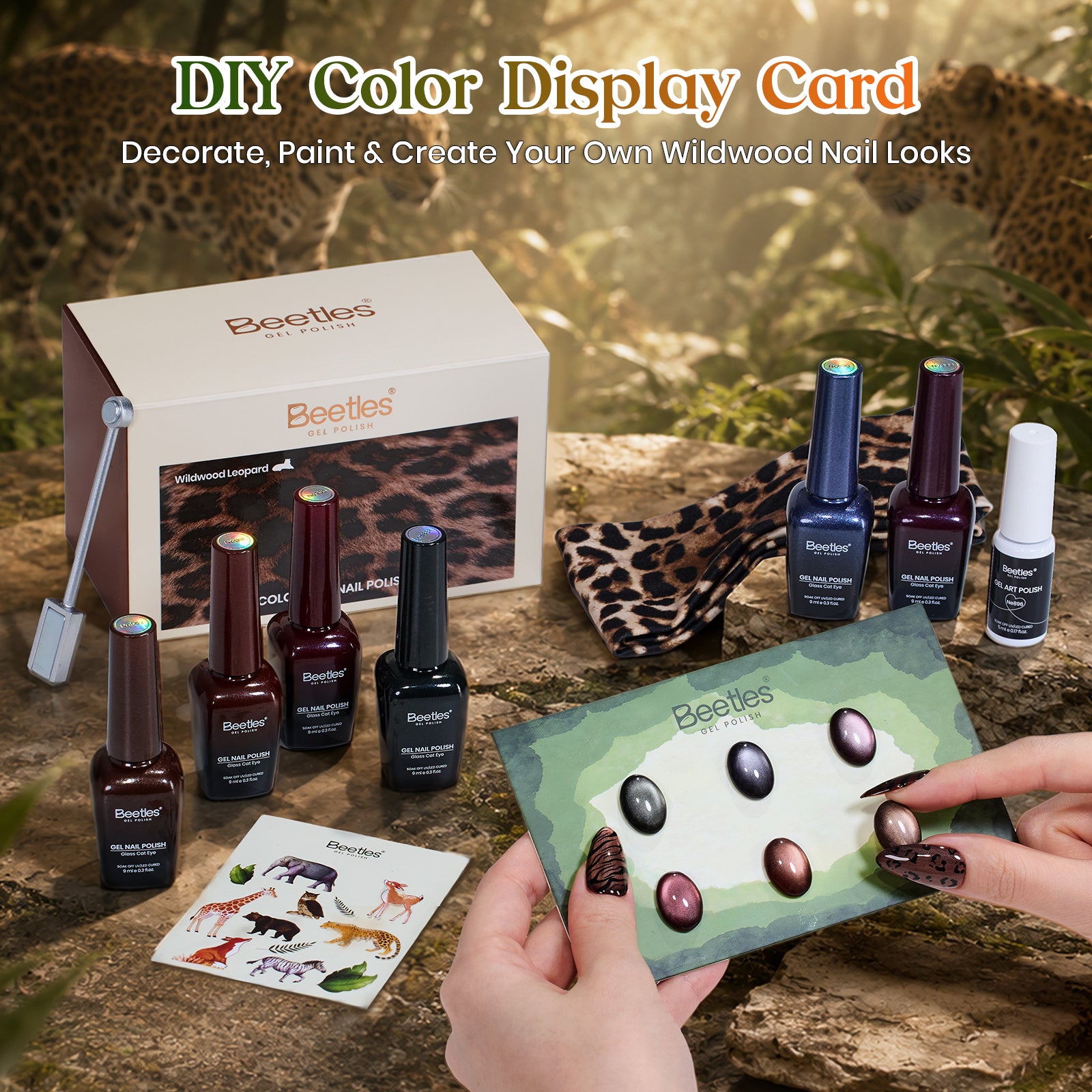 Beetles Fall Nails - Wildwood Leopard Cat Eye 6 Colors Gel Polish Set 9ml Each