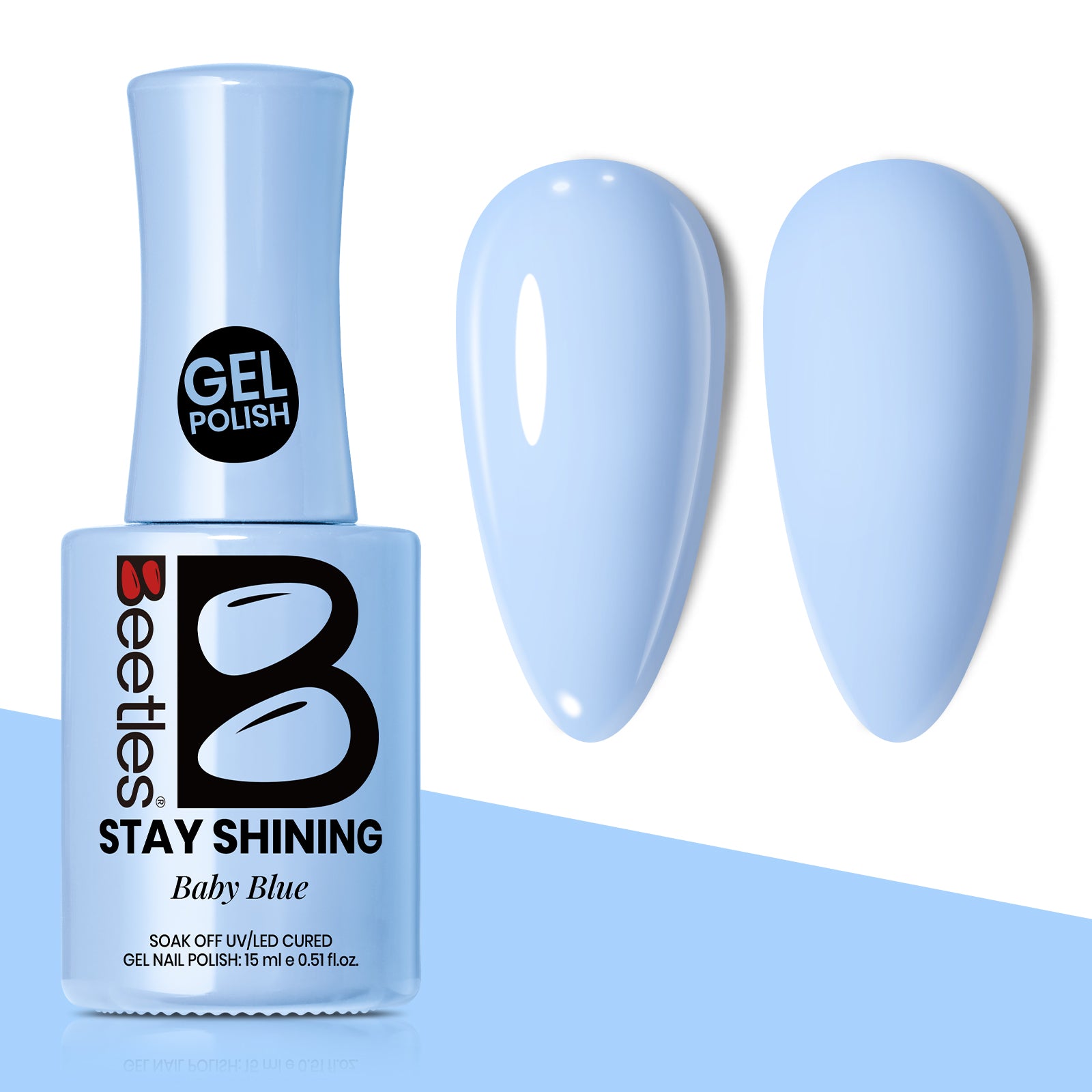 Beetles Stay Shining Collection Salon-Quality Gel Polish - 15ml of Baby Blue