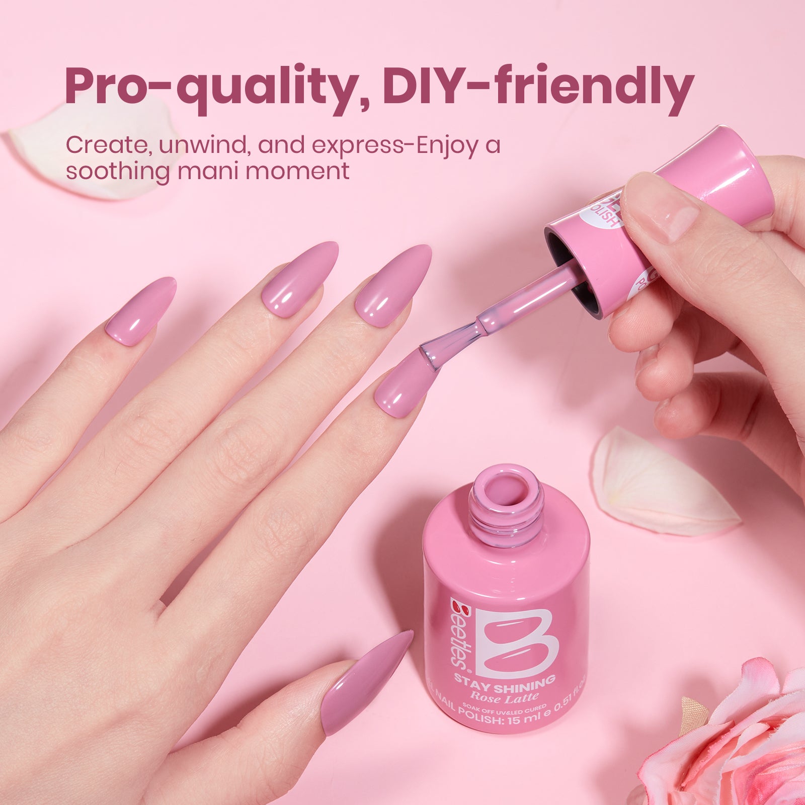 Beetles Stay Shining Collection Salon-Quality Gel Nail Polish - 15ml of Rose Latte