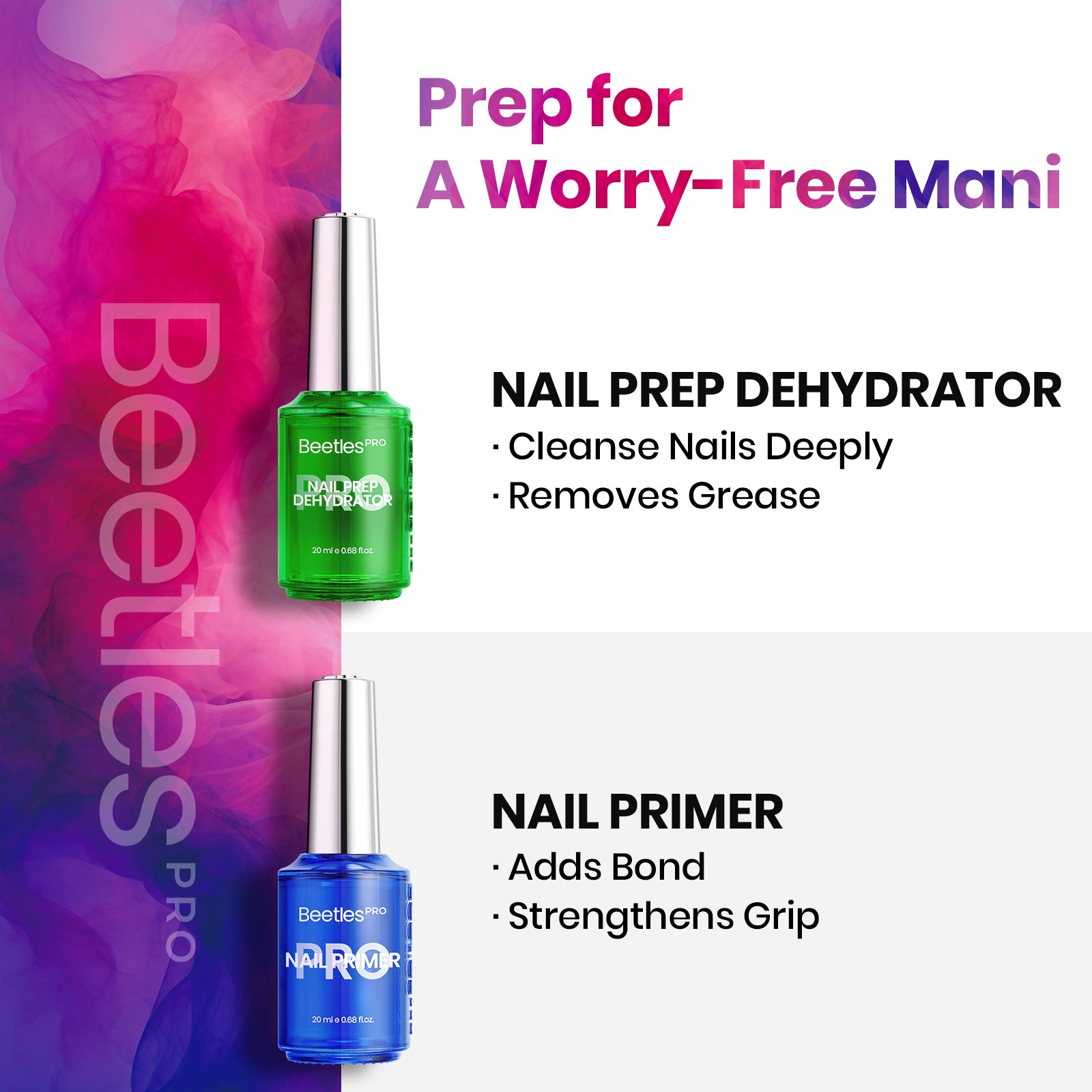 Beetles Pro Nail Dehydrator and Primer Set HEMA Free TPO Free 2Pcs 20ml